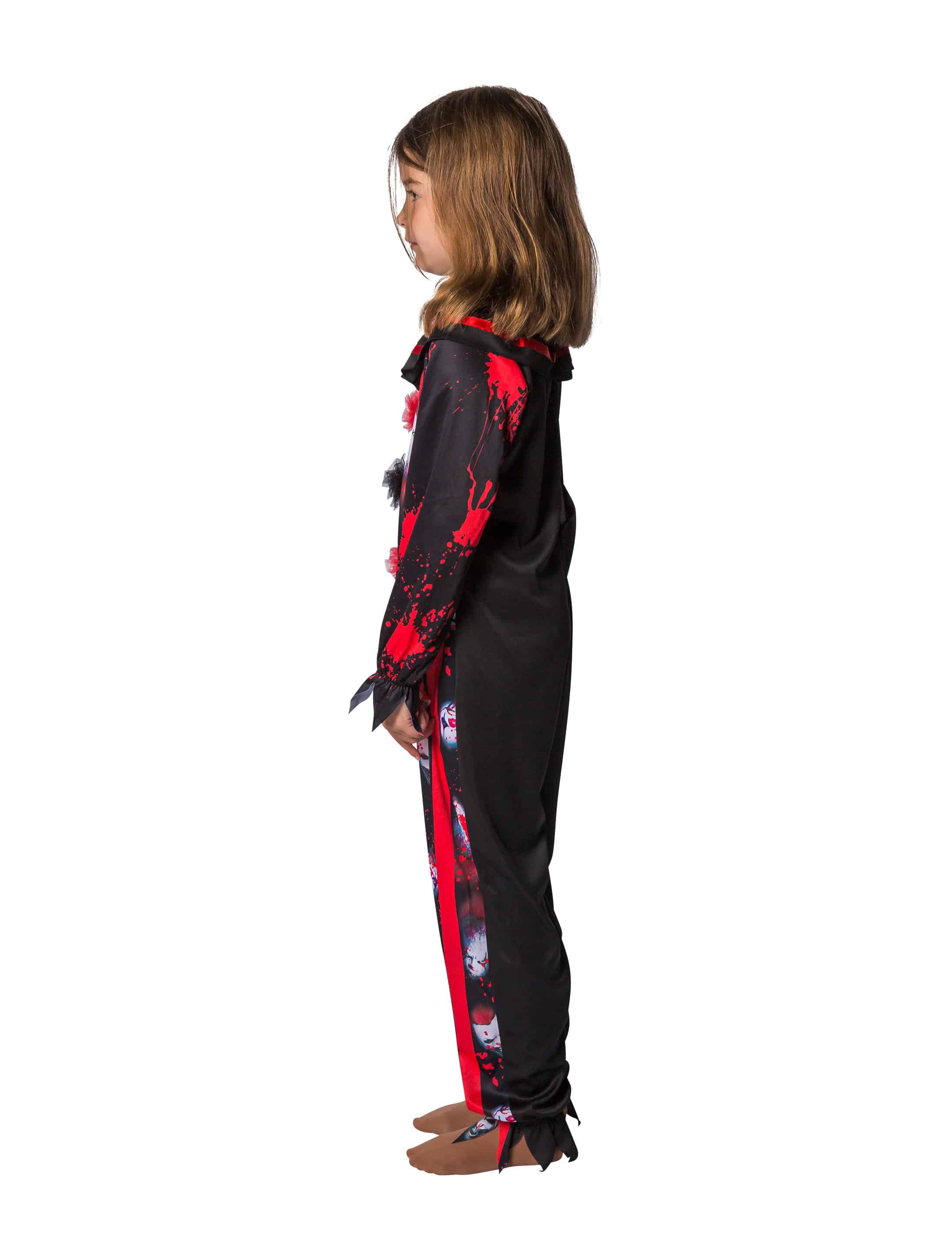 Jumpsuit Gruselclown Kinder schwarz/rot 5-6 Jahre