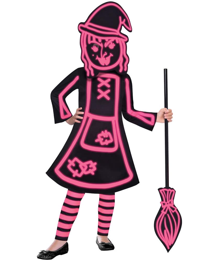 Kleid Hexe schwarz/pink 4-6 Jahre