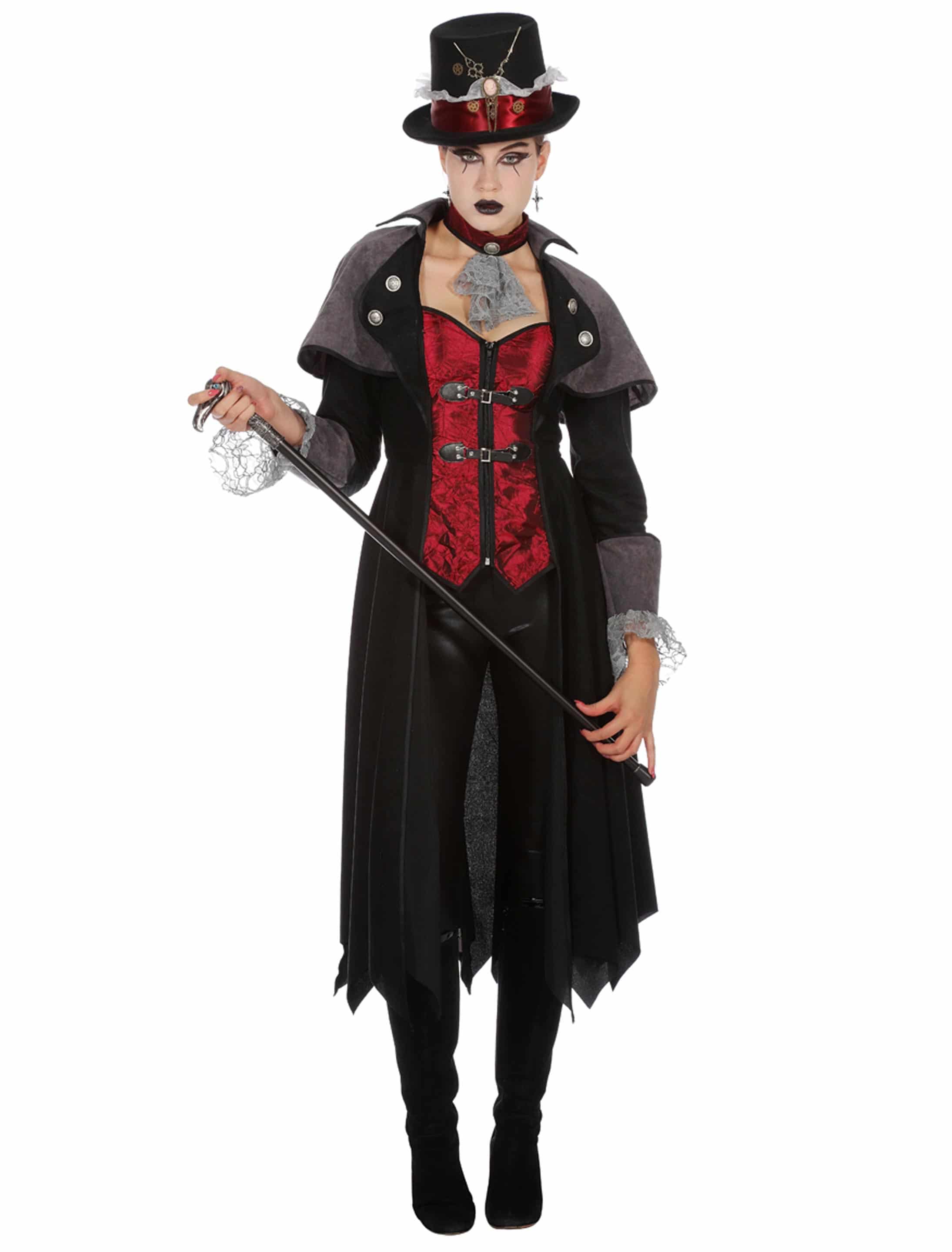 Mantel Vampir Damen 2-tlg. schwarz 36