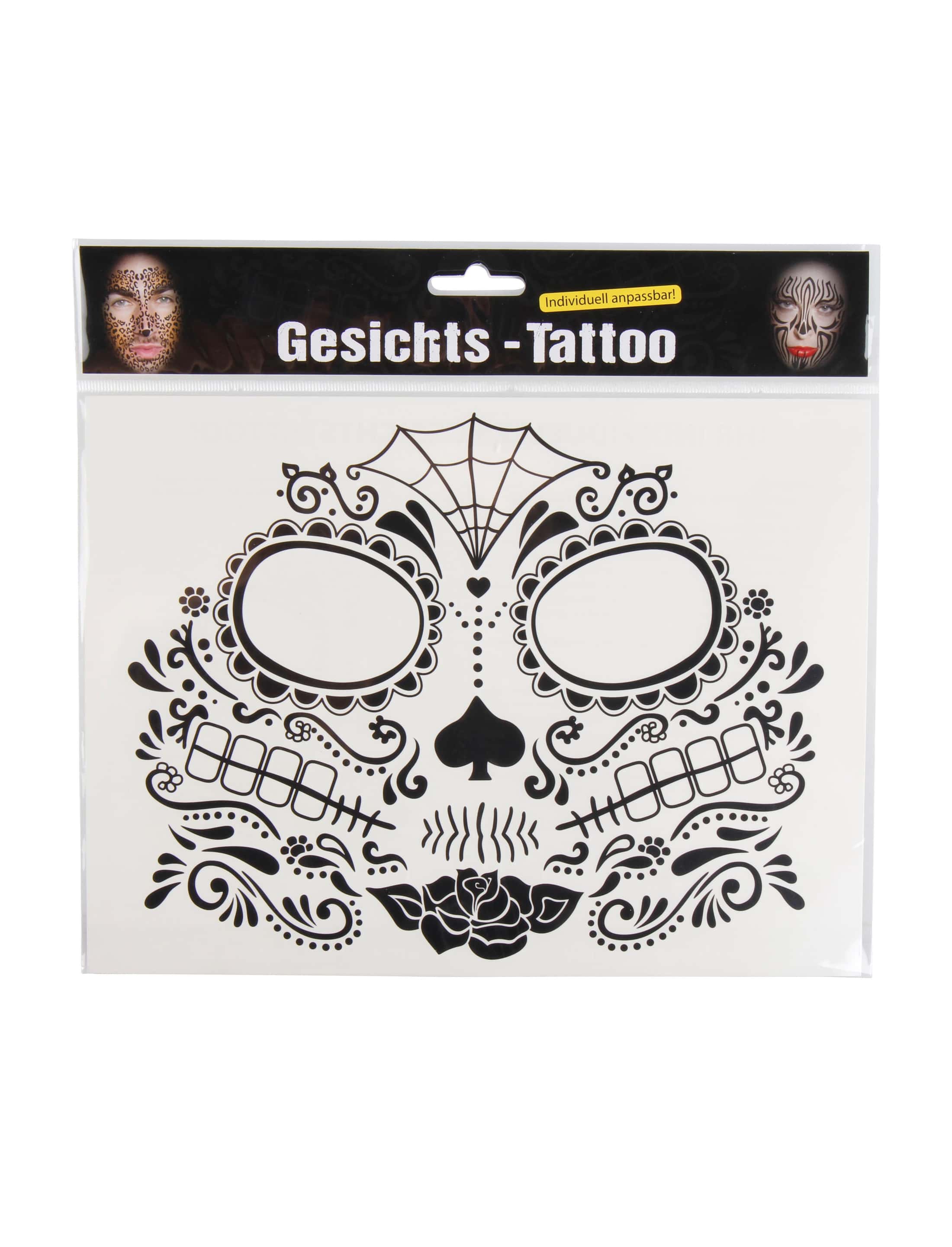 Gesichtstattoo schwarz Schädel