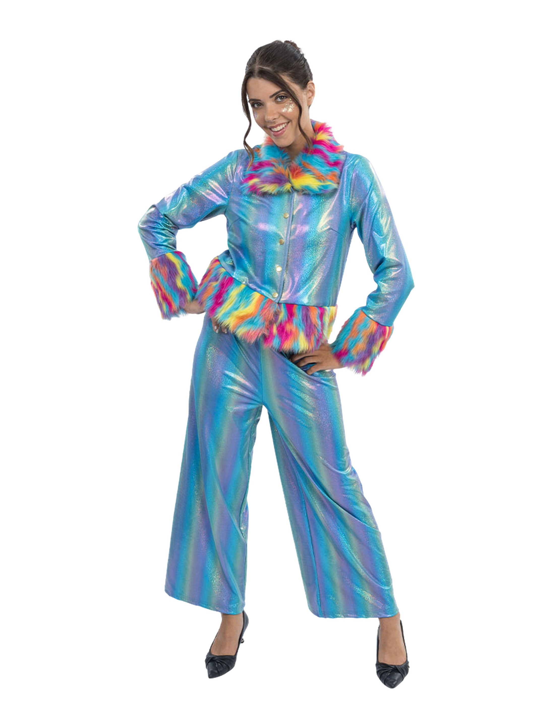 Kostüm Fancy Glitzer 2-tlg. Damen türkis L