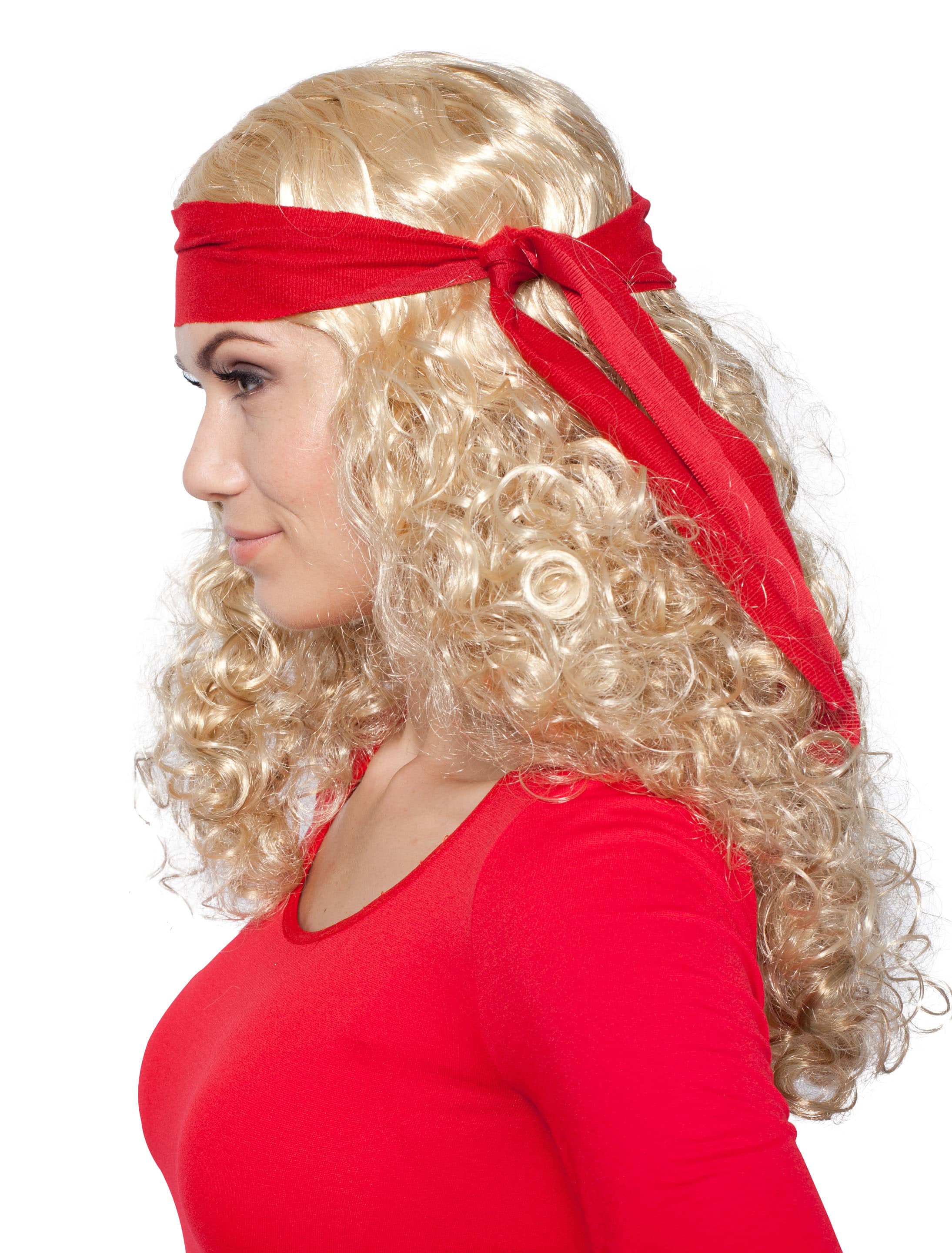 Perücke Hippie lockig Haarband blond one size