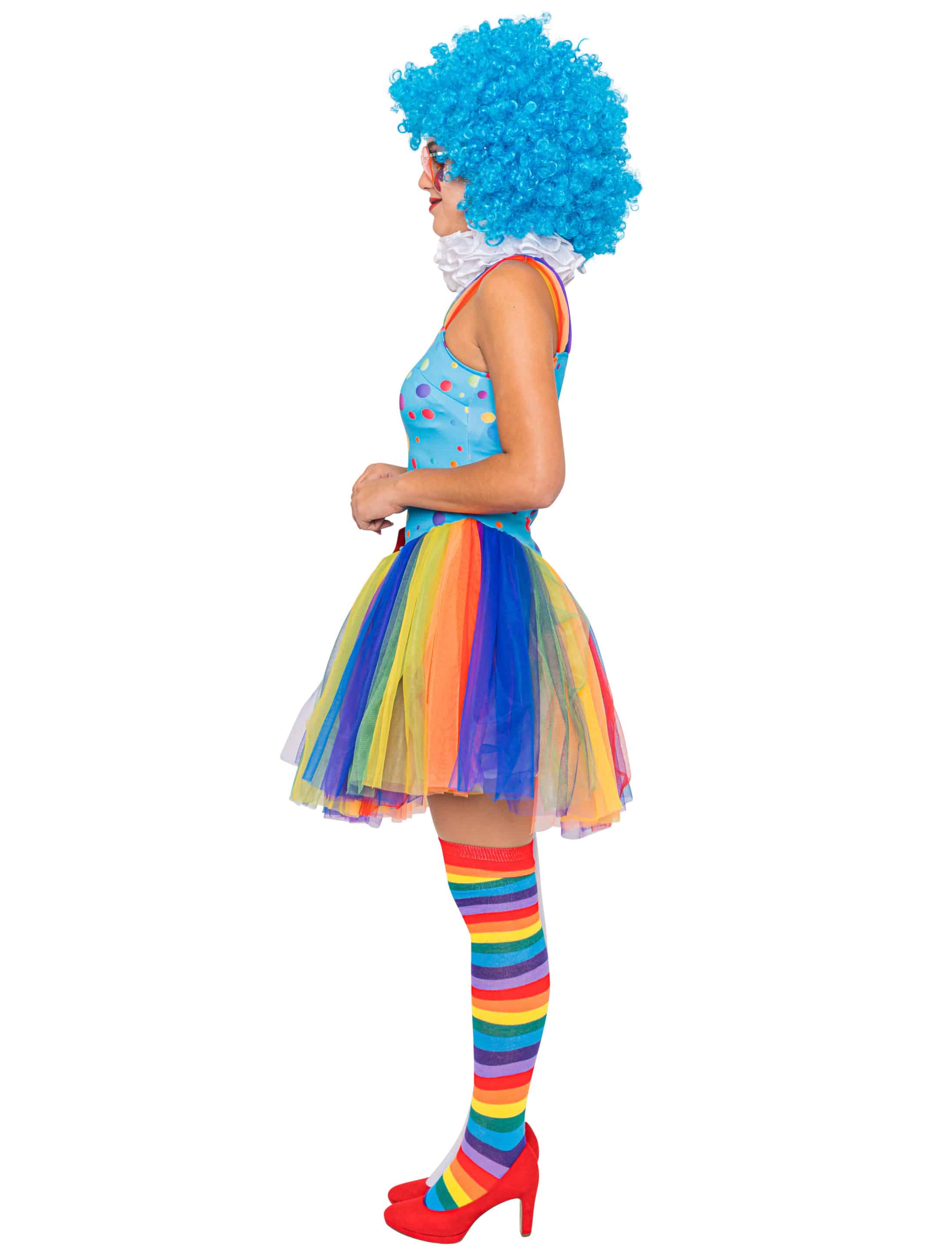 Kleid Regenbogen Clown Damen bunt S