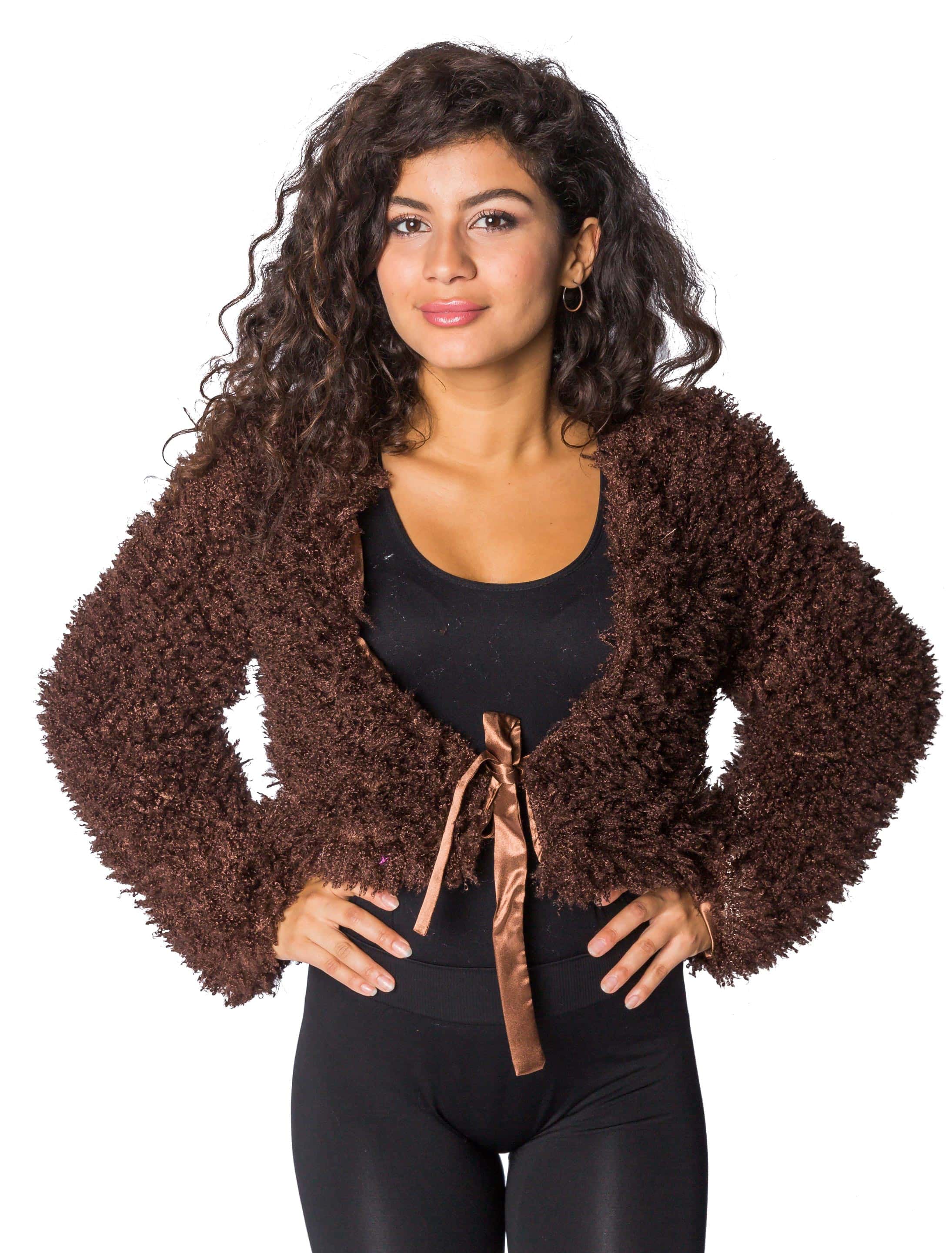 Jacke kurz flauschig Damen braun M/L