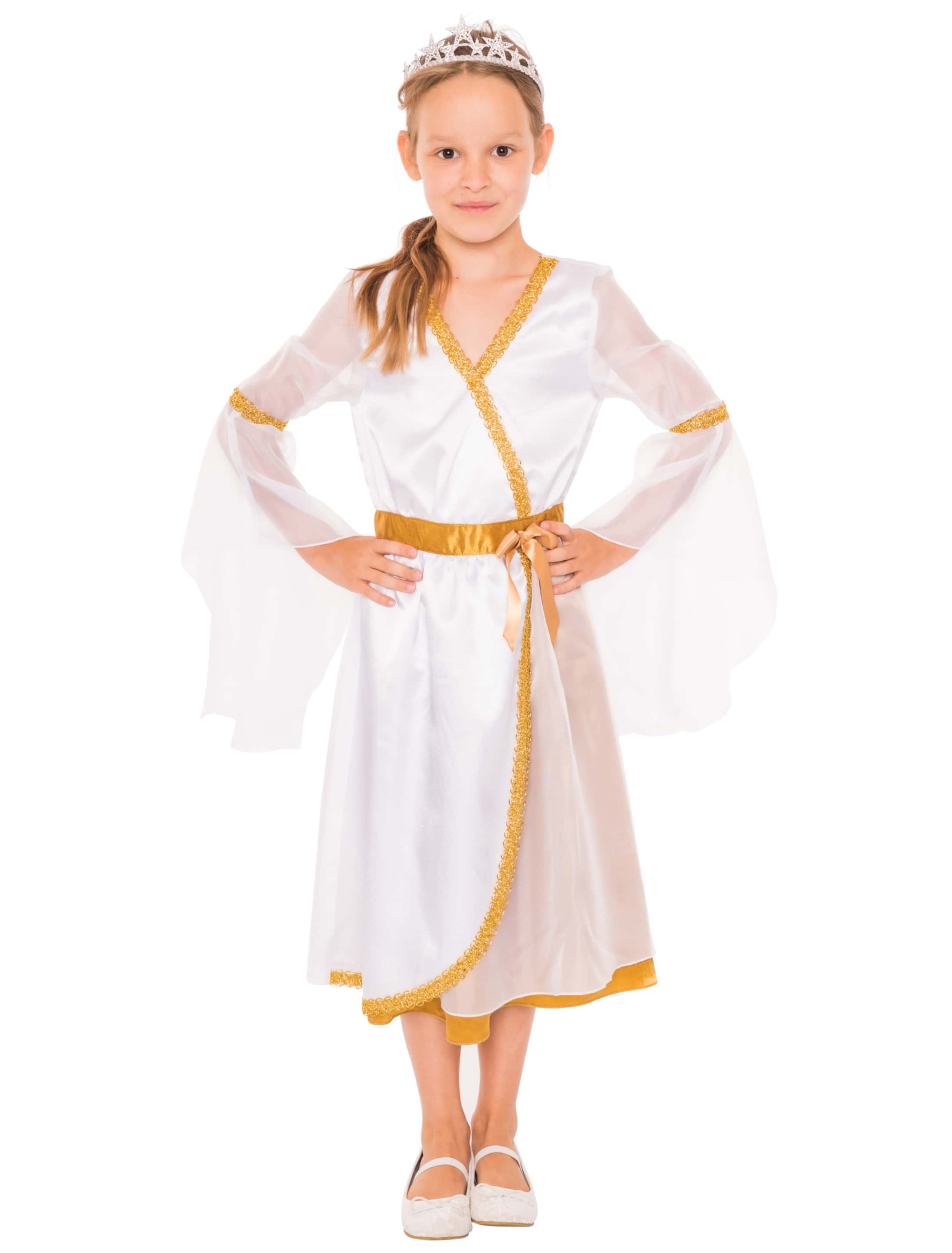 Kleid Engel Kinder weiß/gold 128