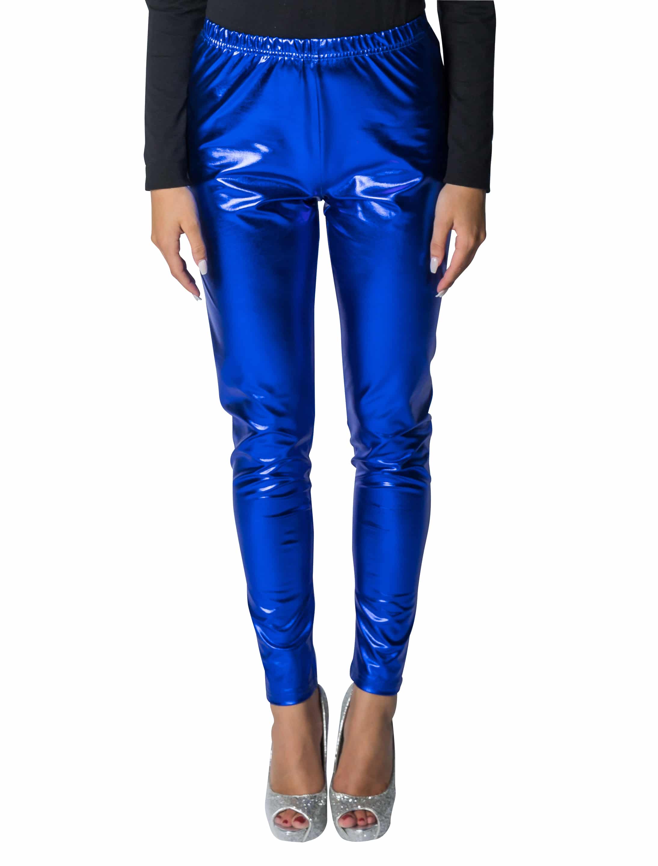 Leggings metallic blau S/M