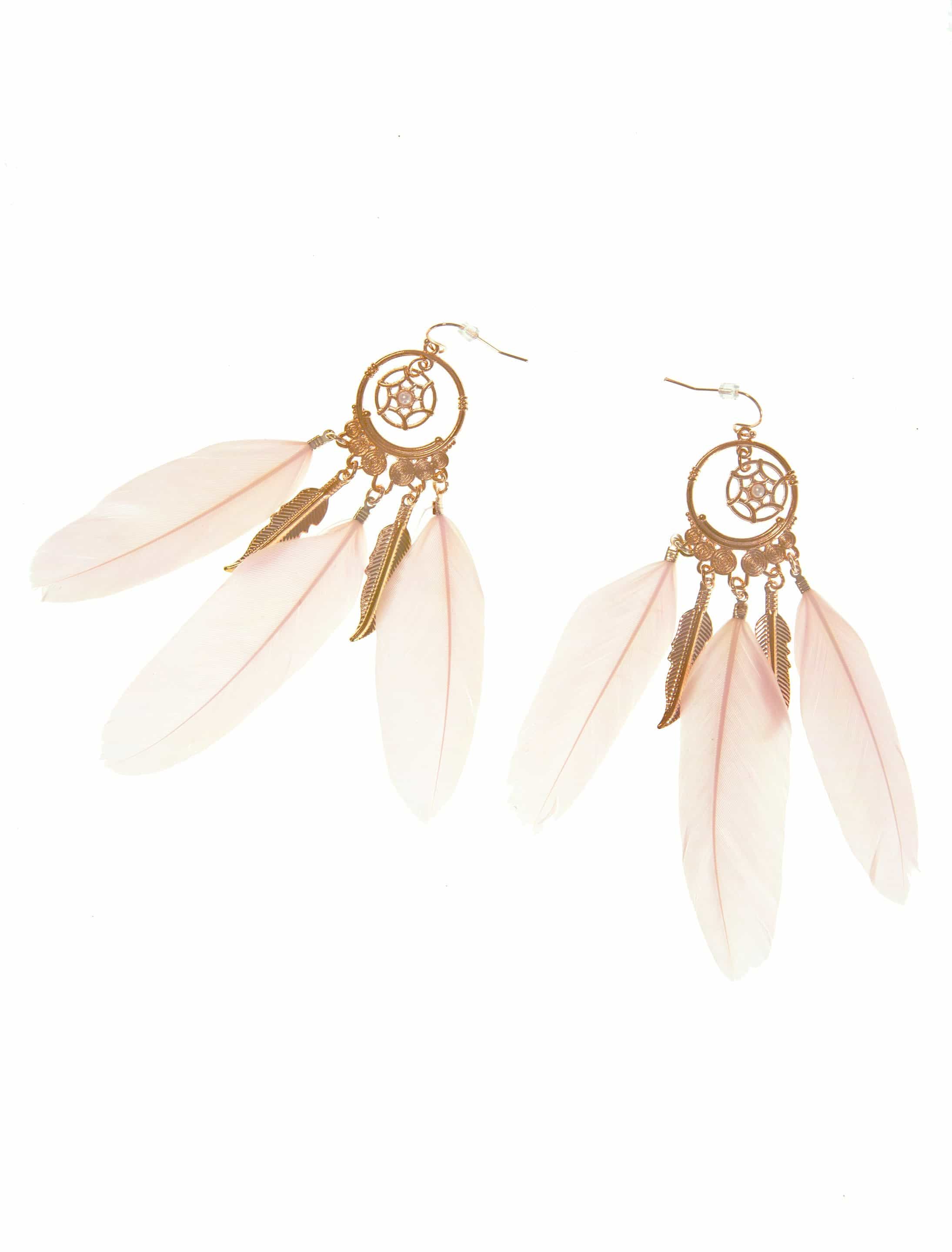 Ohrringe Traumfänger mit Federn rosegold