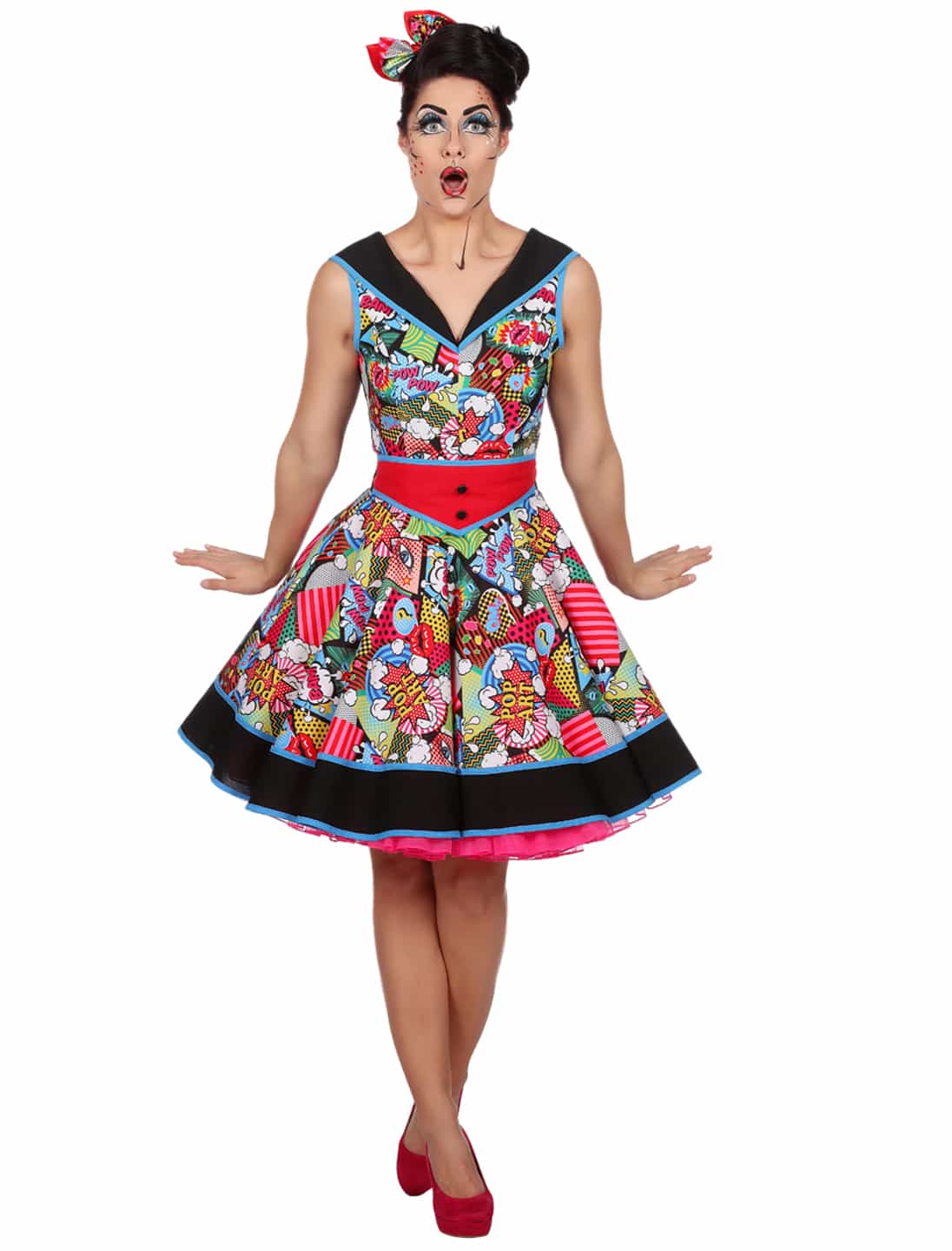 Kleid Comic Damen bunt 36