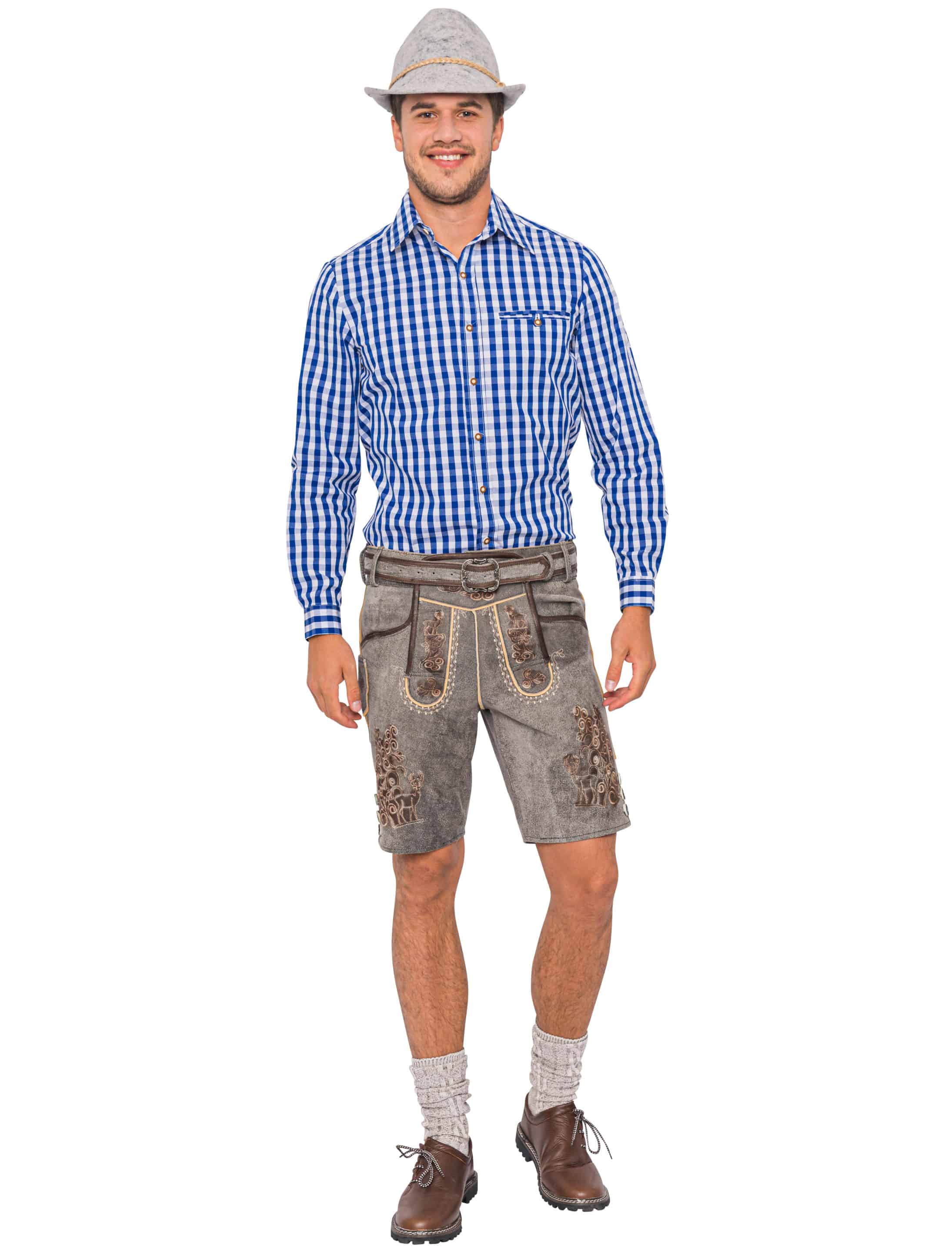 Lederhose Uli Herren grau 3XL