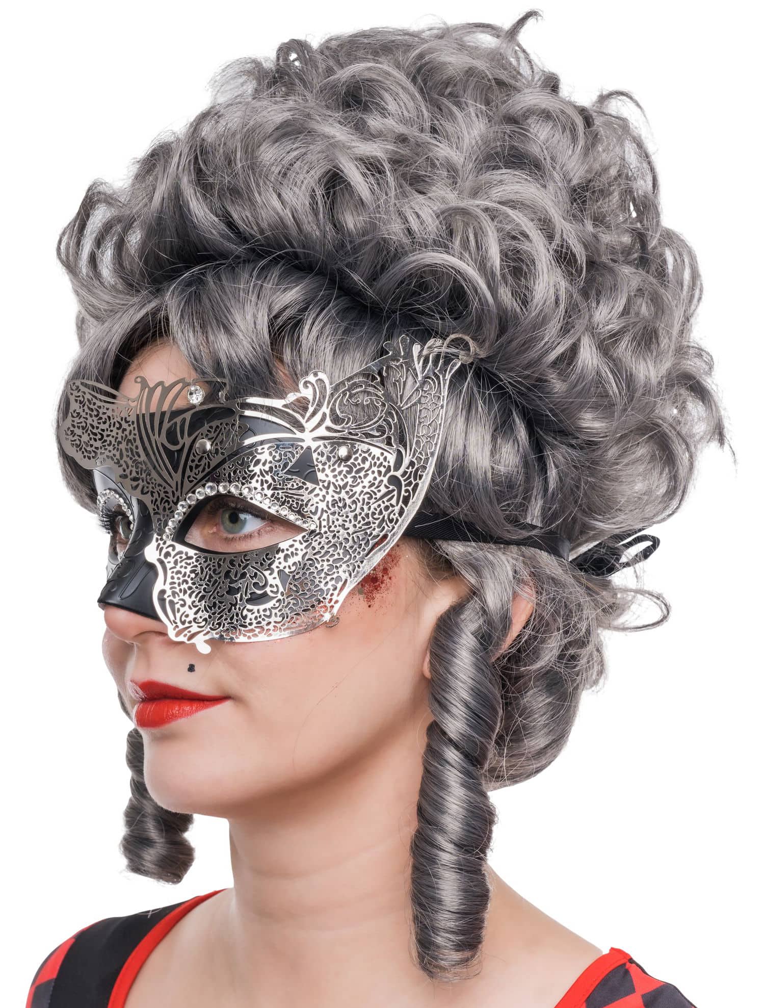 Augenmaske aus Metall zweifarbig schwarz/silber