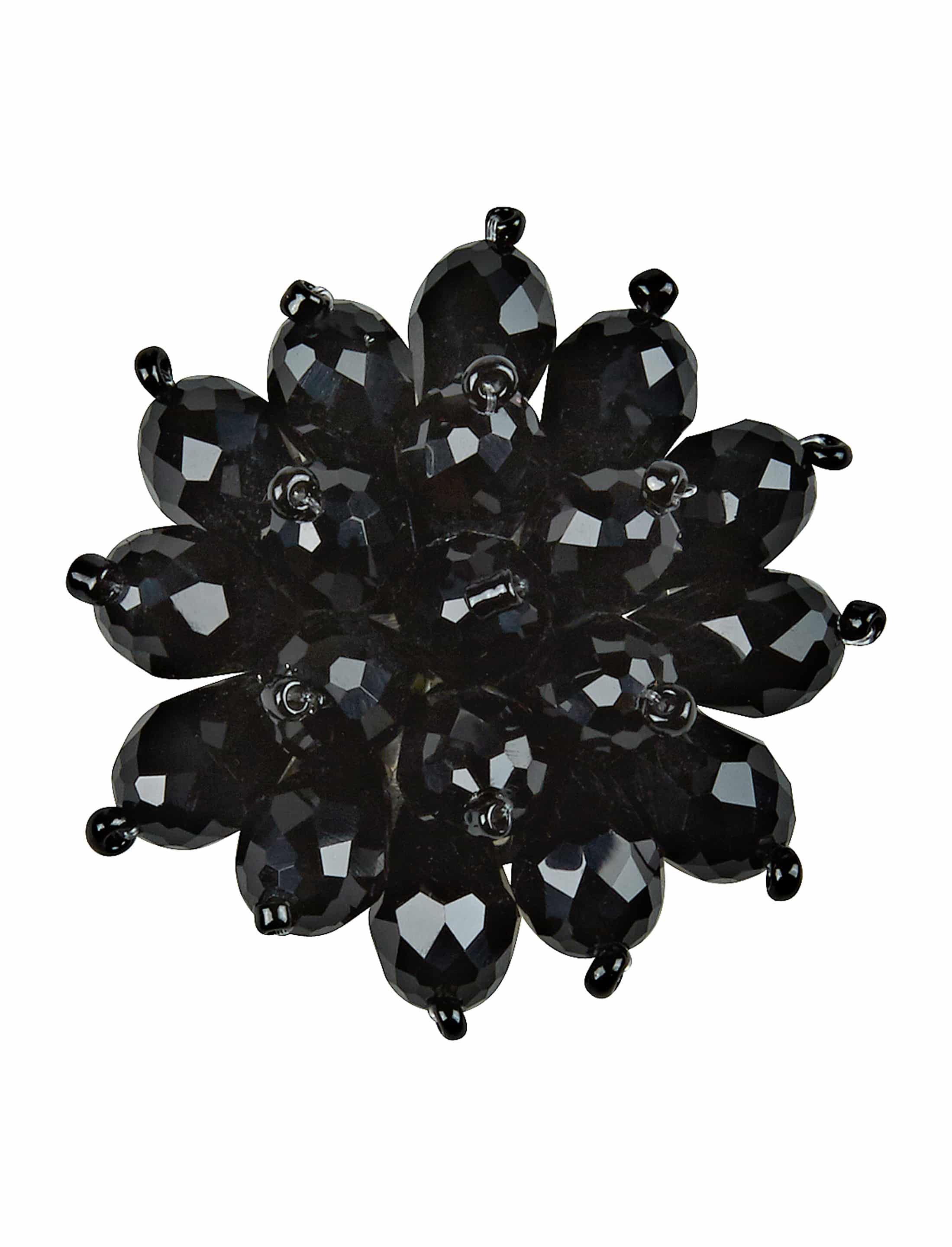 Aufnäher Blume Kristall schwarz
