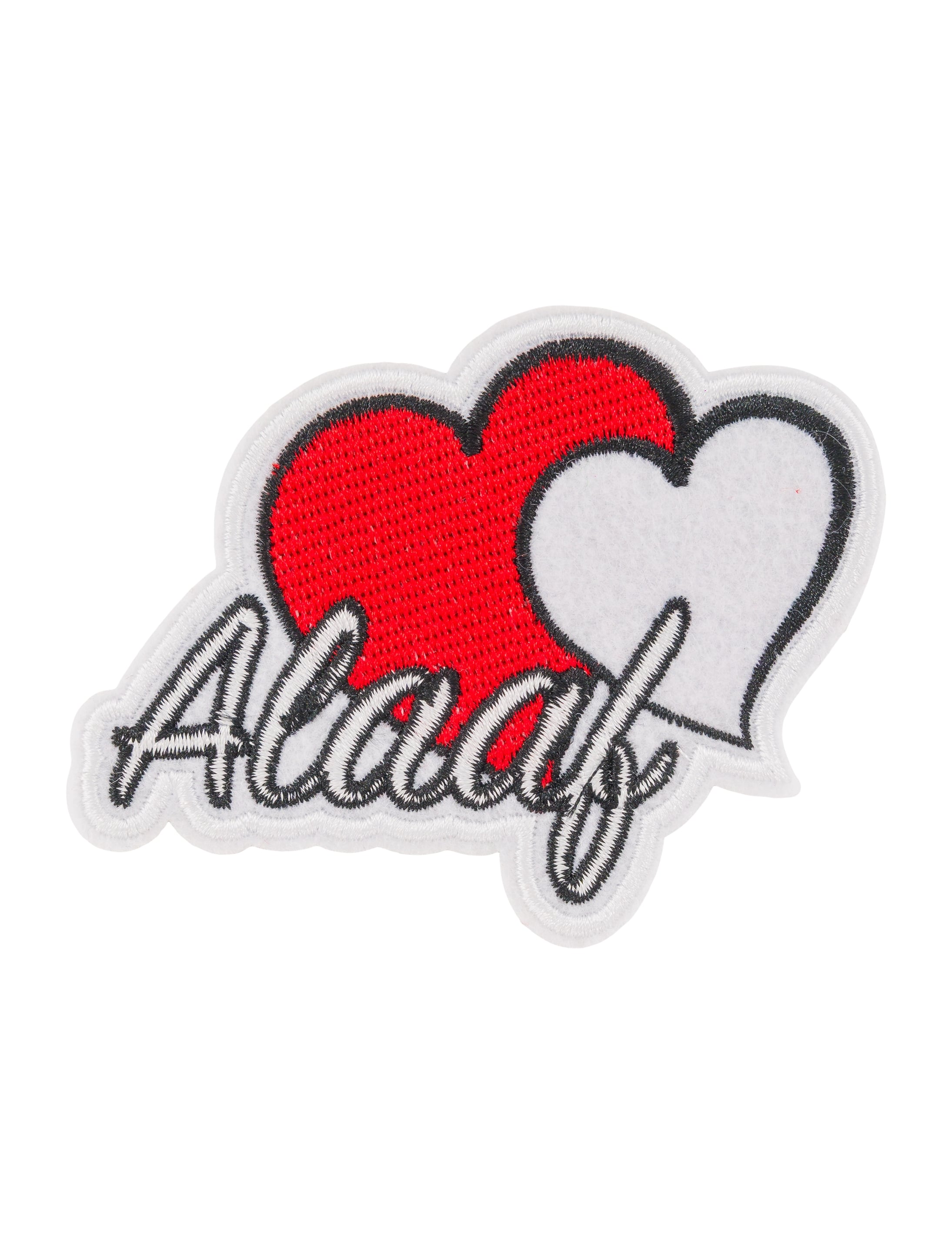 Bügelpatch Herzen Alaaf 9cm rot/weiß