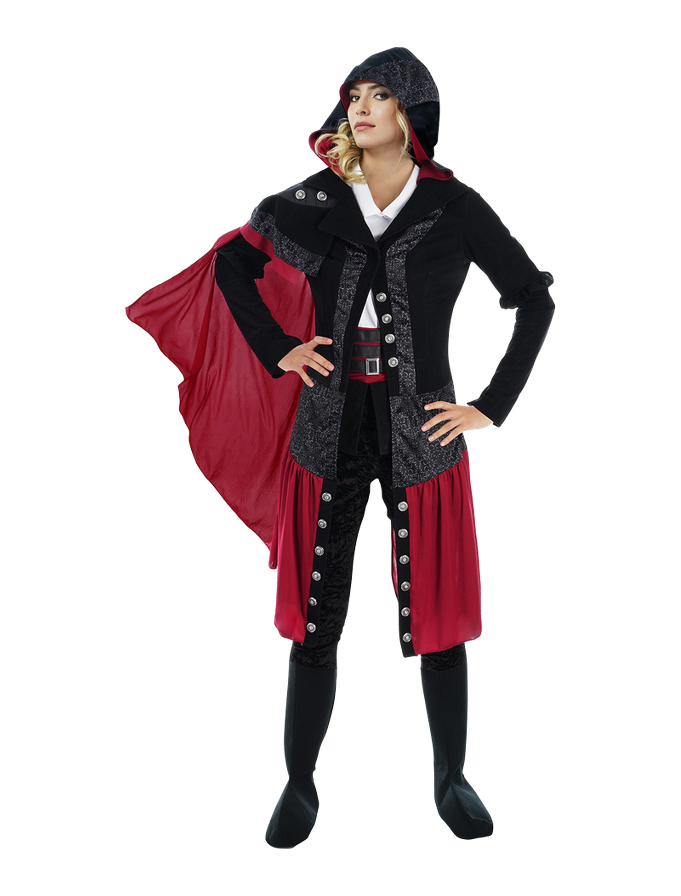 Kostüm Evie Frye Assassins Creed 2-tlg. Damen schwarz/rot L