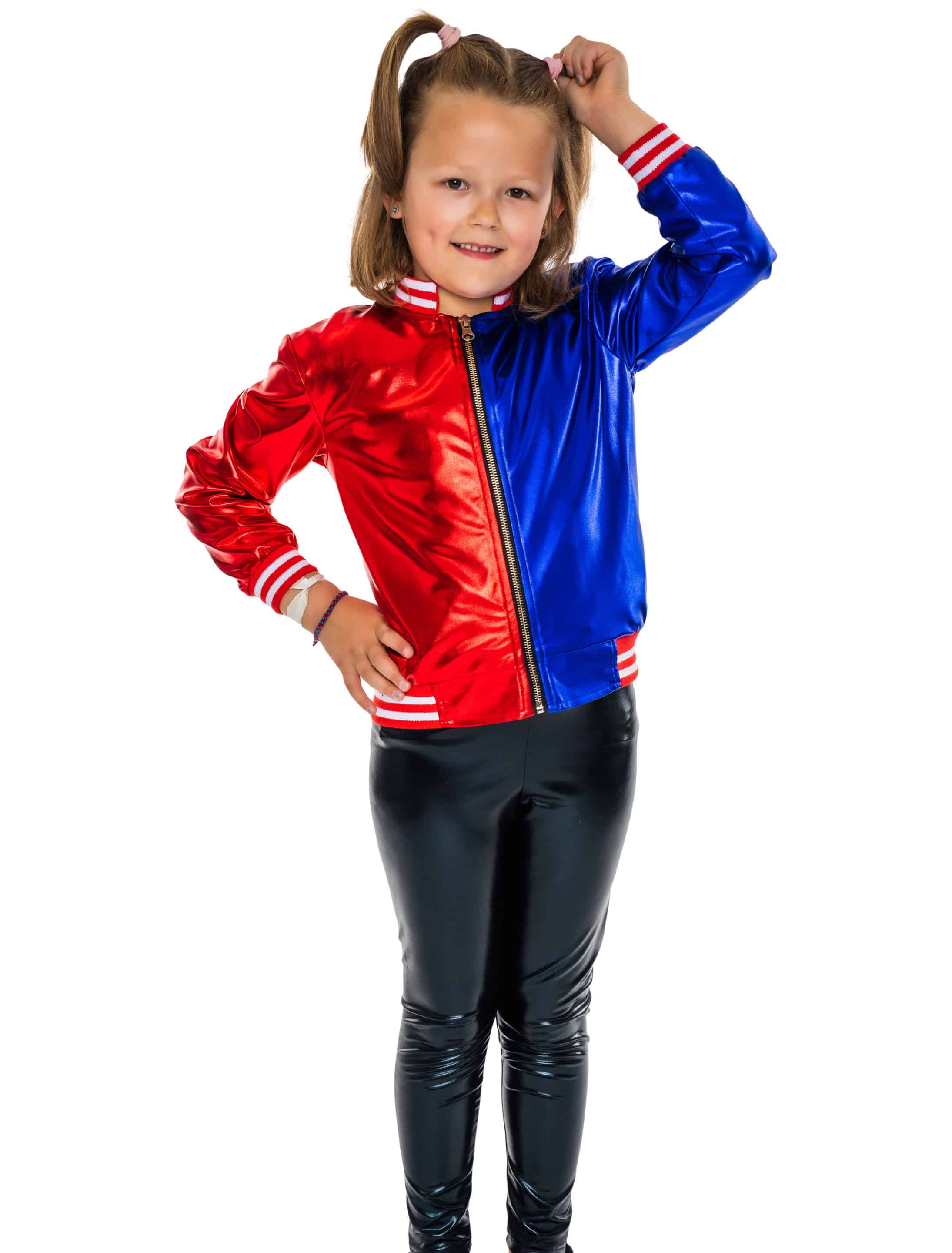 Jacke Harlekin Kinder metallic rot/blau 134-140