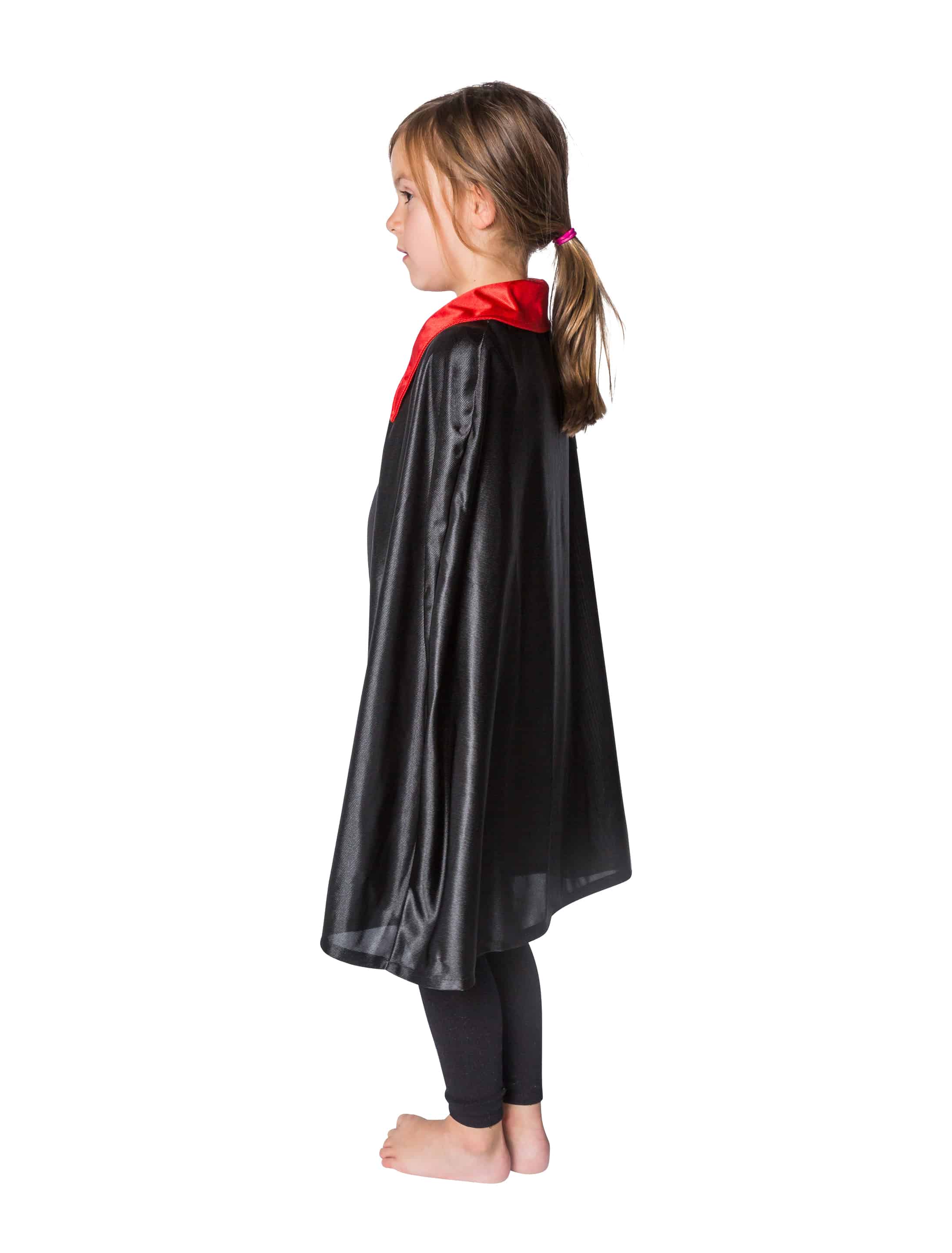 Cape schwarz mit rotem Kragen Kinder one size