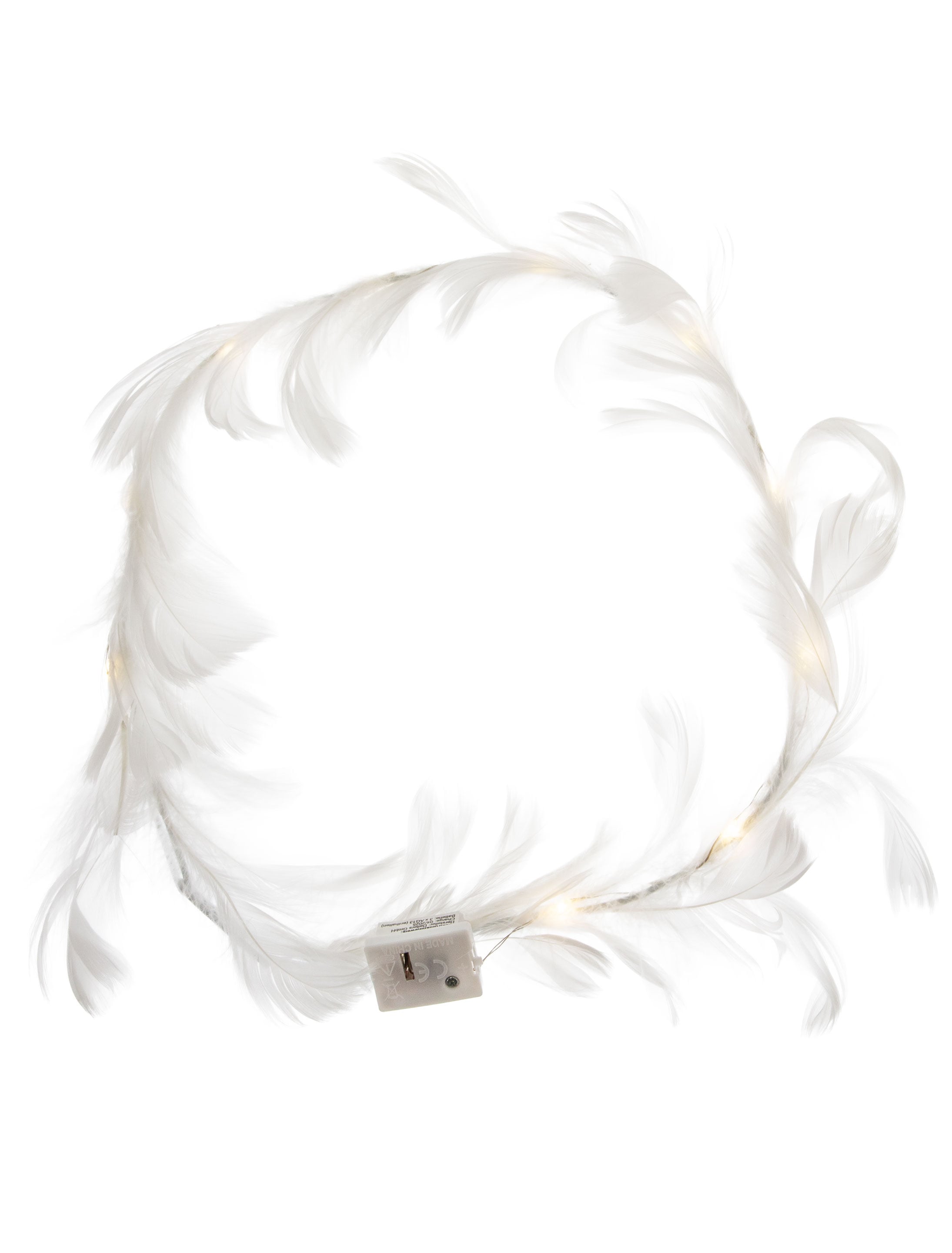 Haarkranz LED mit Federn weiß