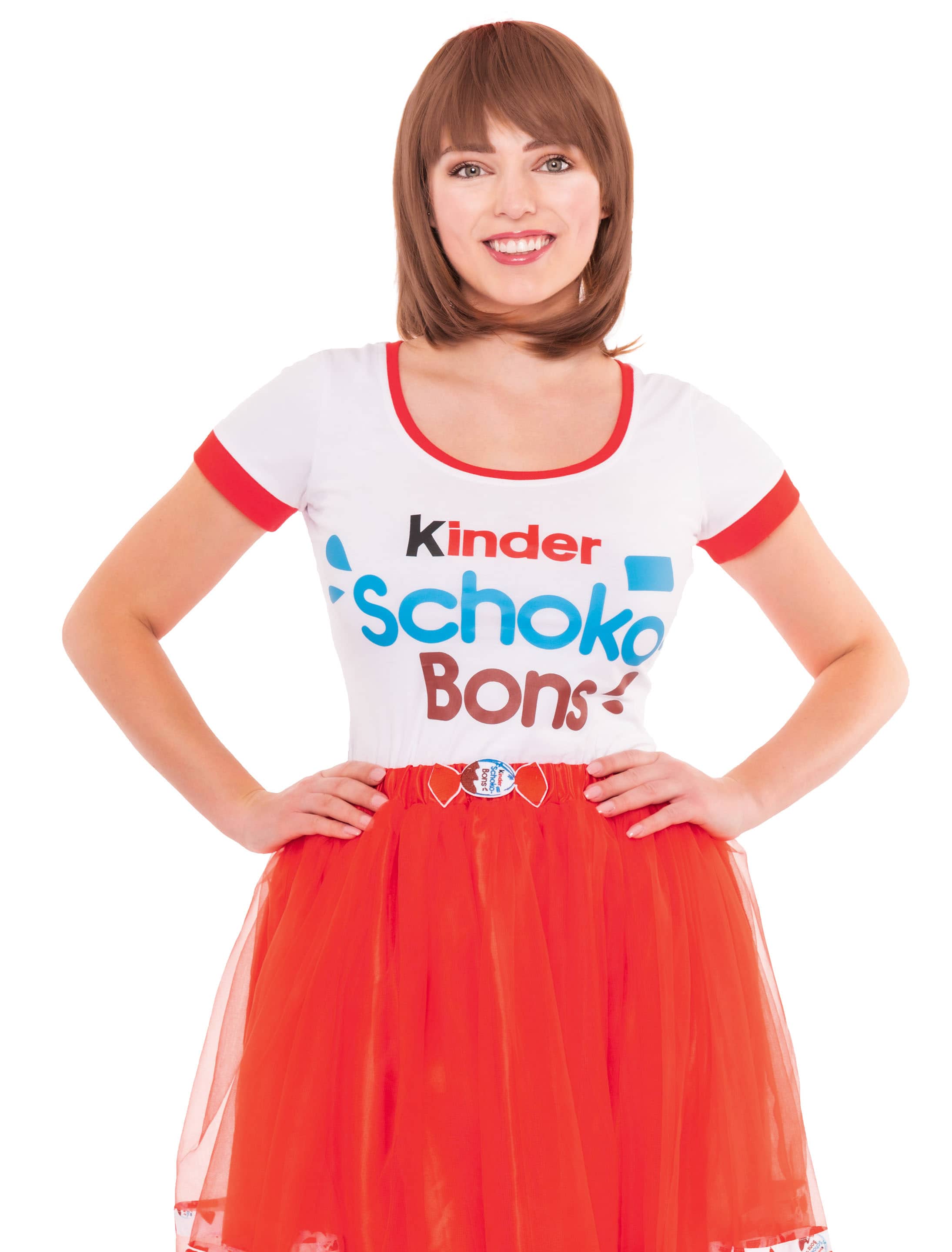 T-Shirt kinder Schoko-Bons Damen rot/weiß S
