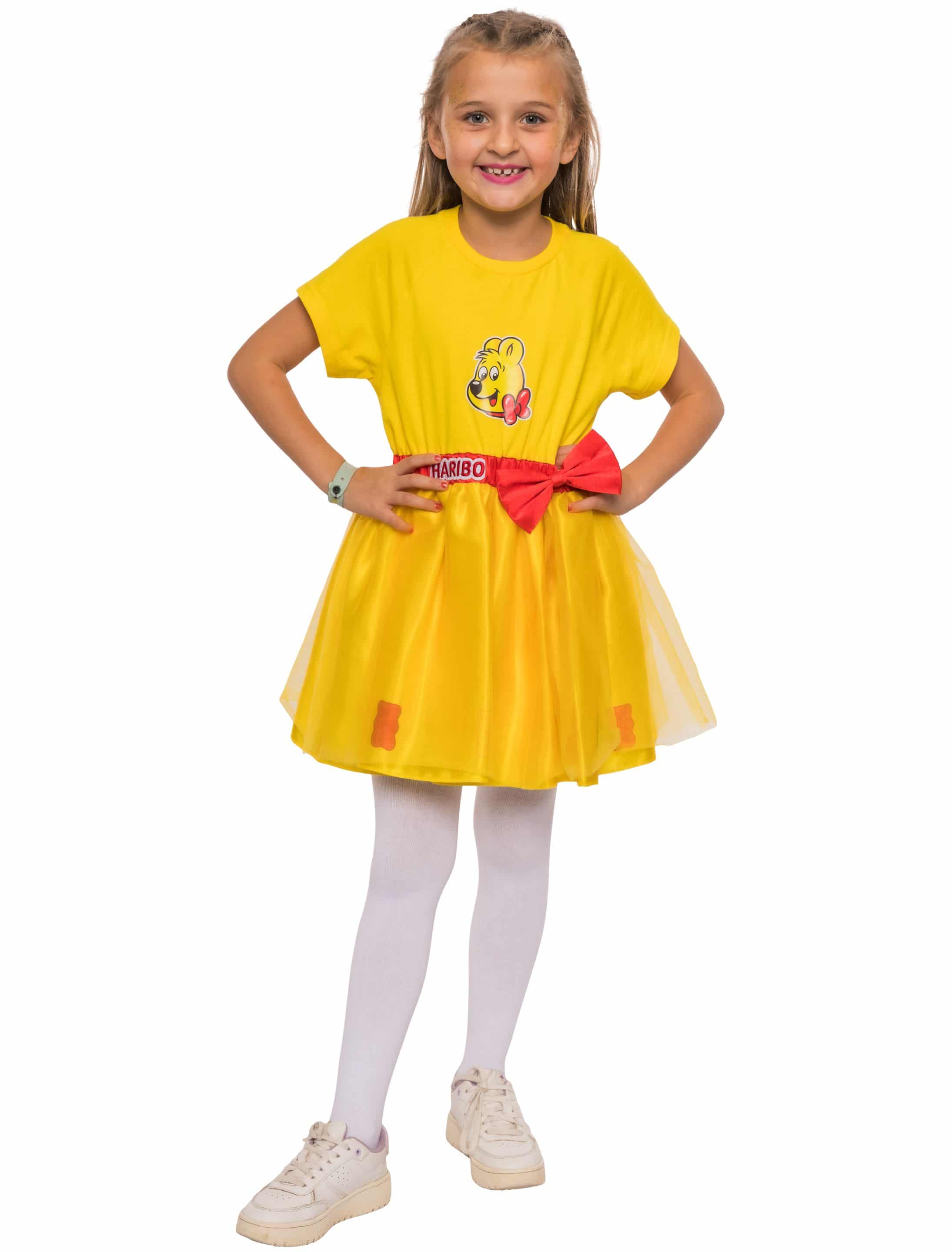 Kleid HARIBO Goldbären mit Schleife Kinder gelb 116/128