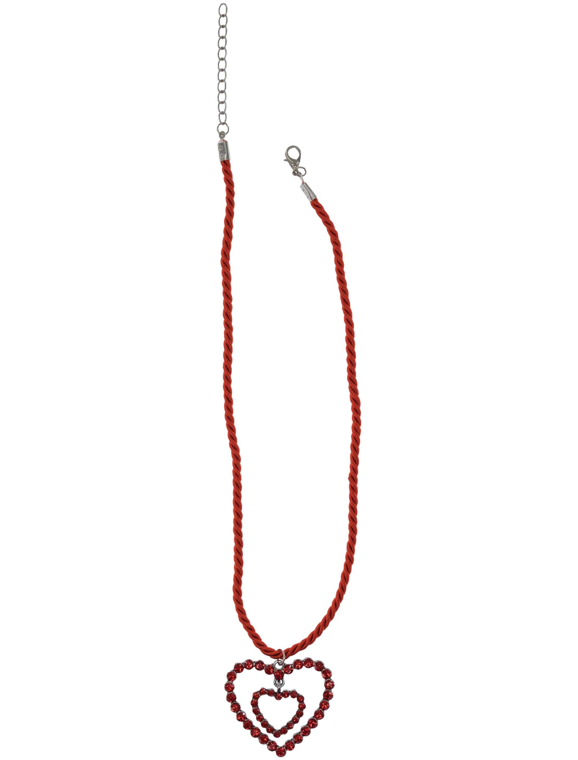 Halskette mit Herzen Strass  Damen rot