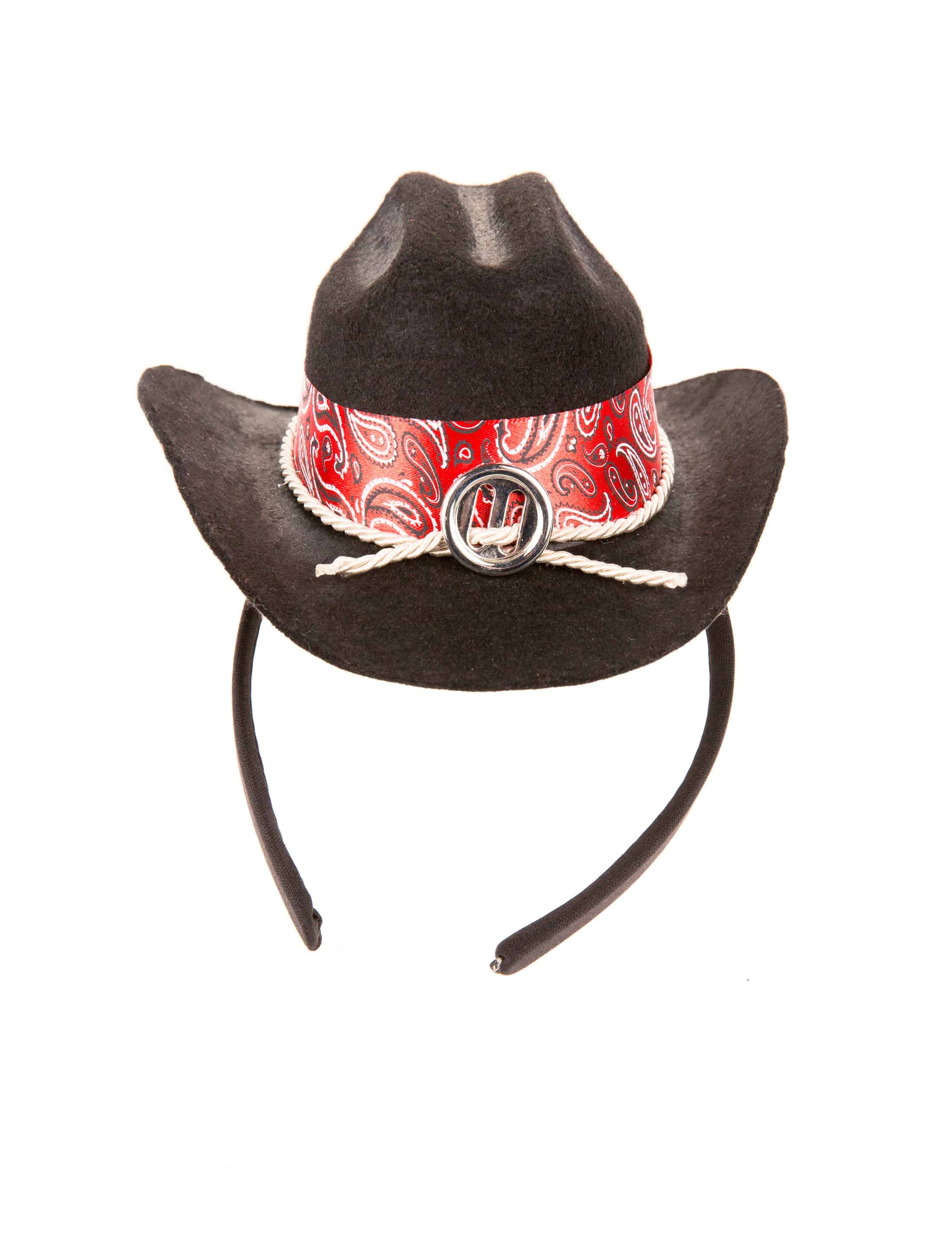 Haarreif Mini Cowboyhut schwarz