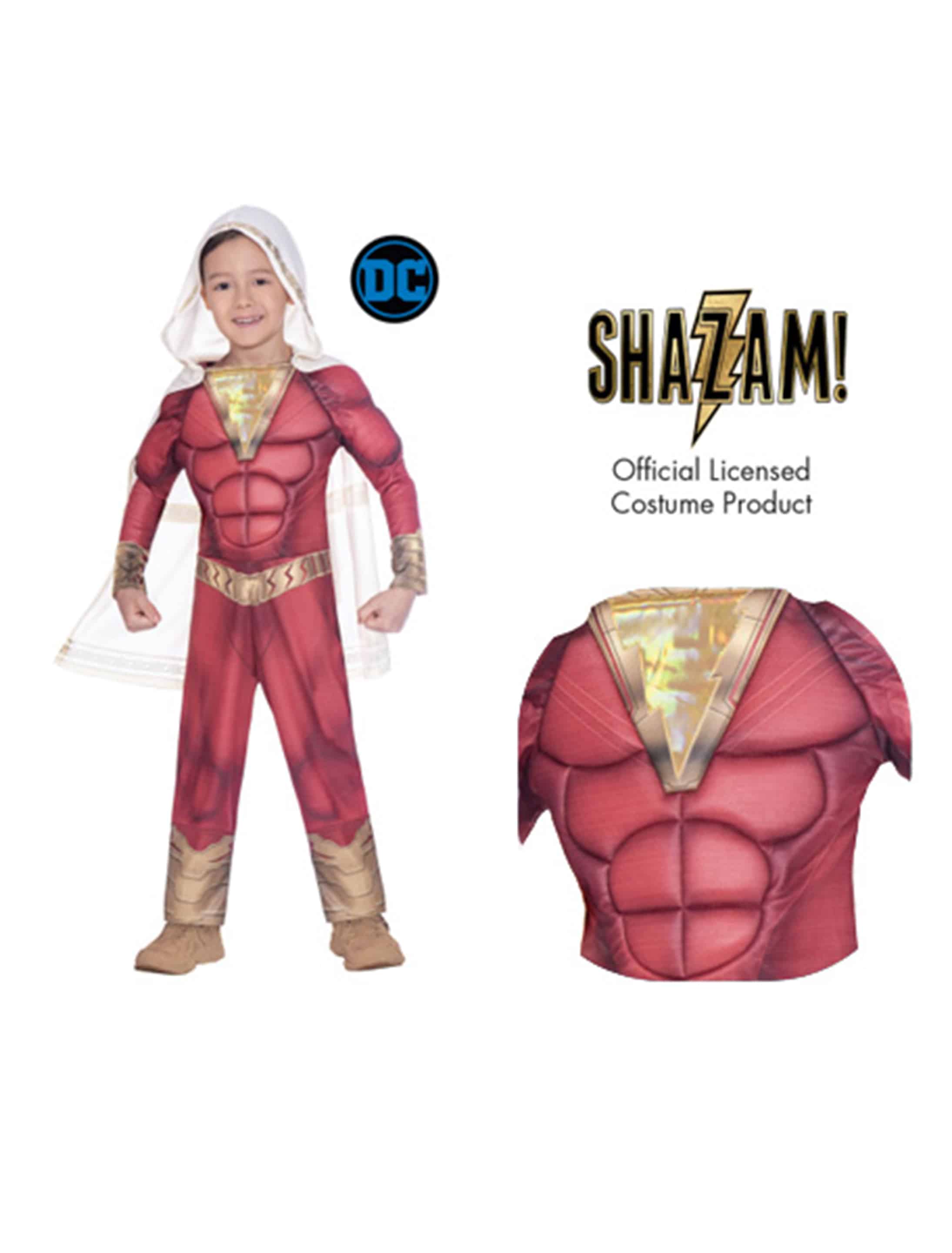 Kostüm Shazam 2-tlg. Kinder rot/weiß 6-8 Jahre