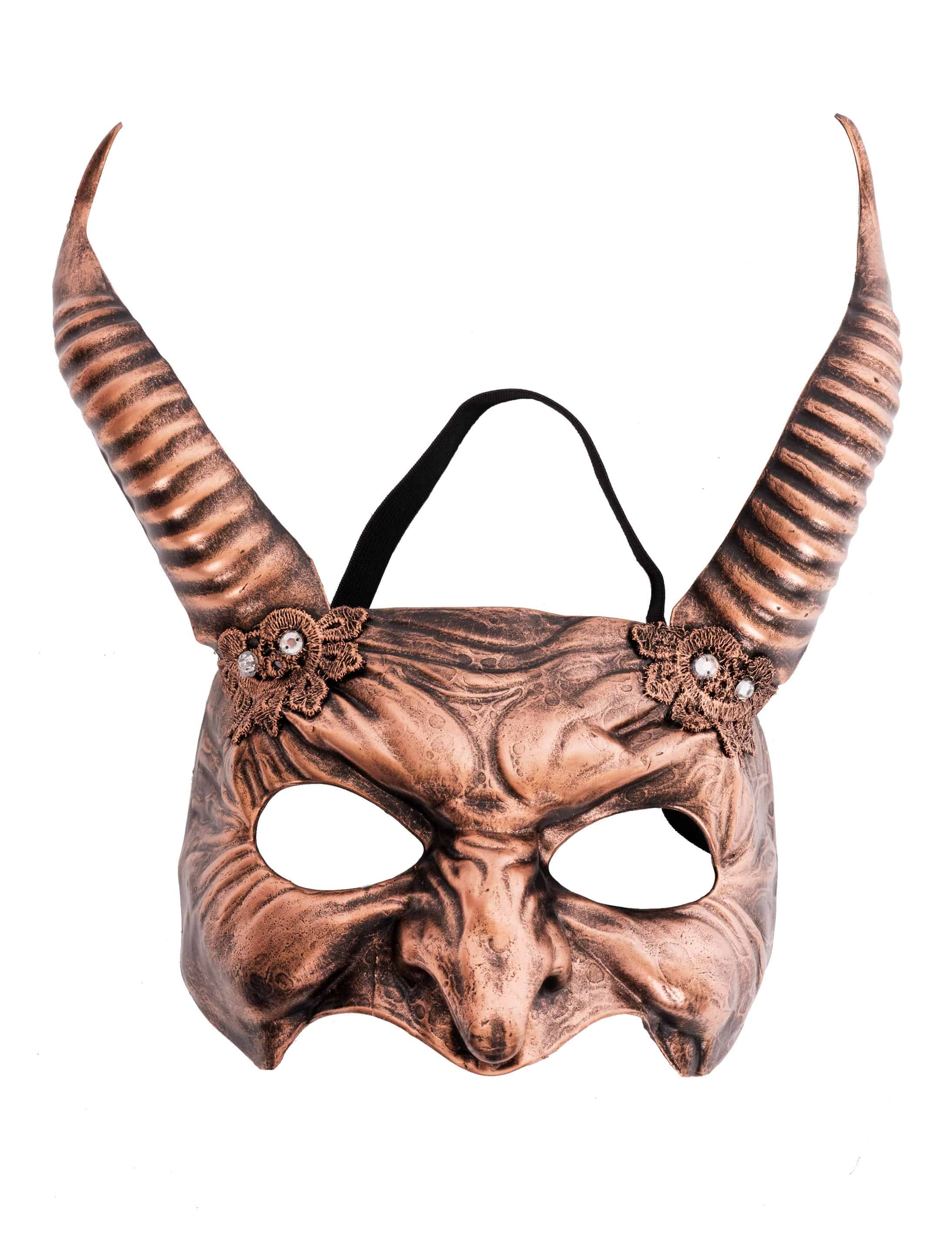 Maske Teufel mit Hörnern kupfer