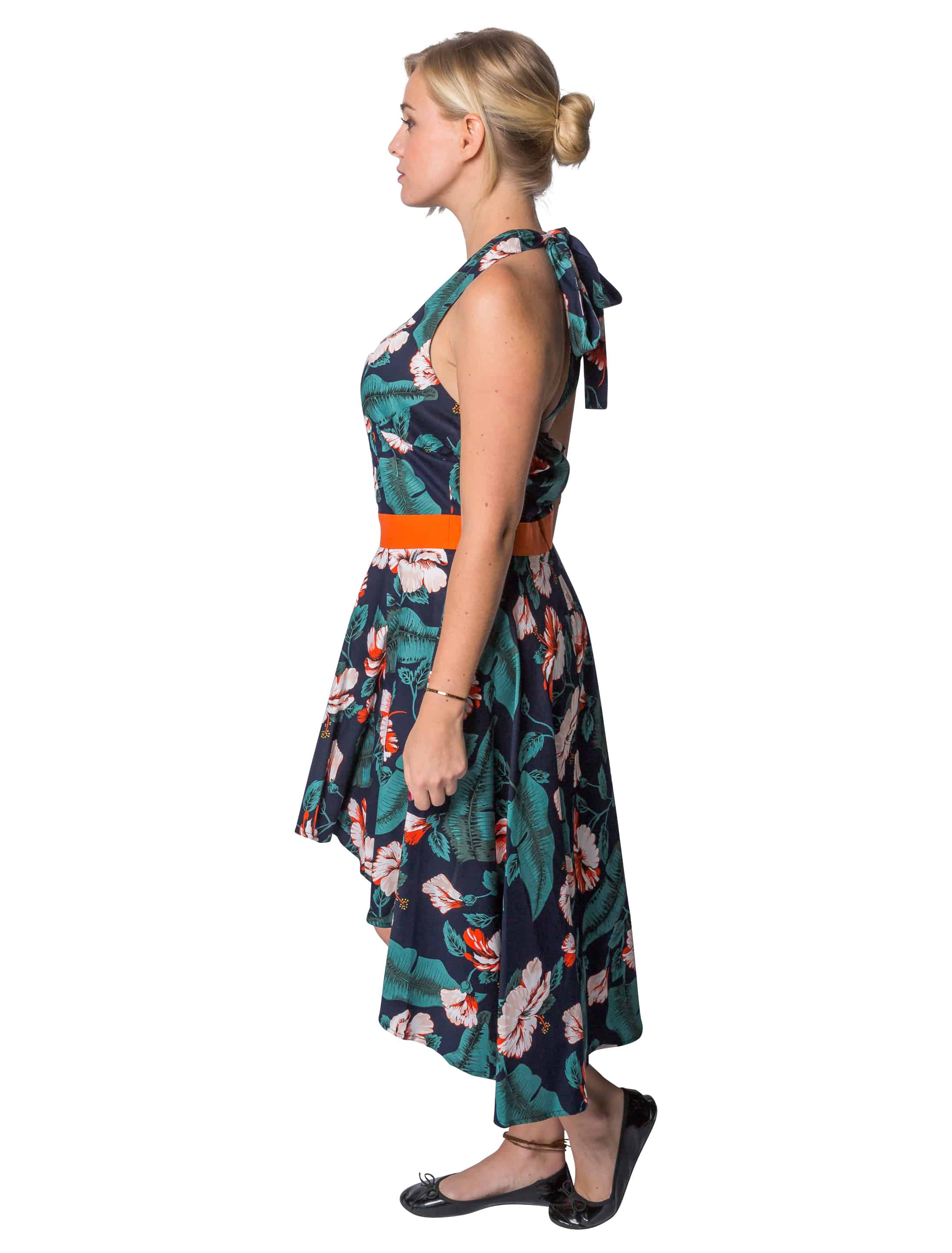 Kleid Hawaii mit Hibiskusblüten Damen grün S