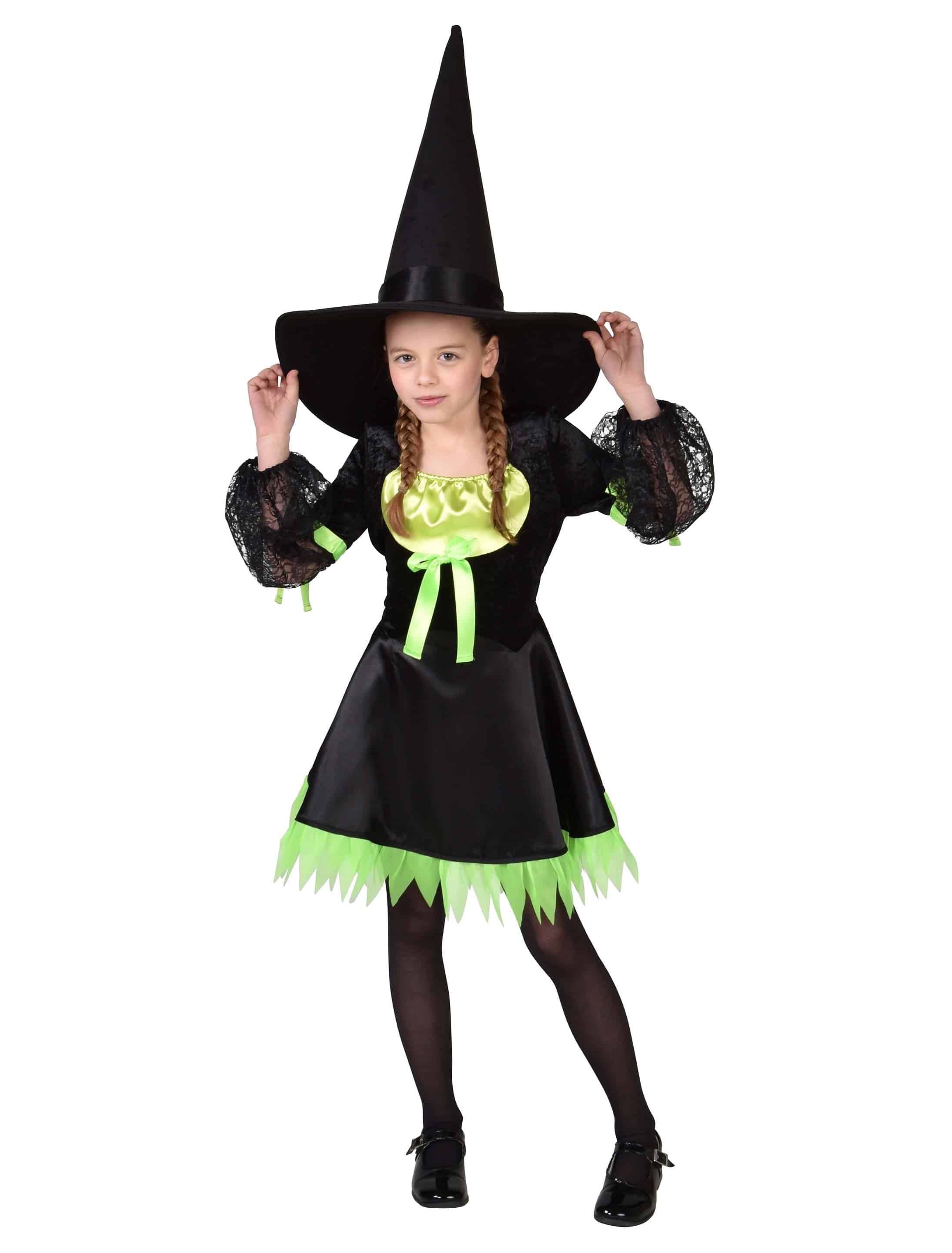 Kleid Hexe Kinder schwarz/grün 128