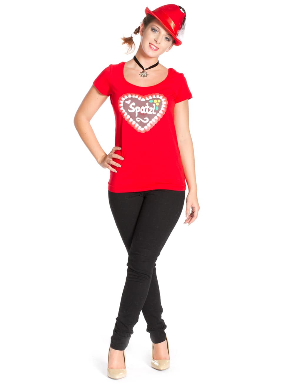 T-Shirt Spatzl Damen rot XL