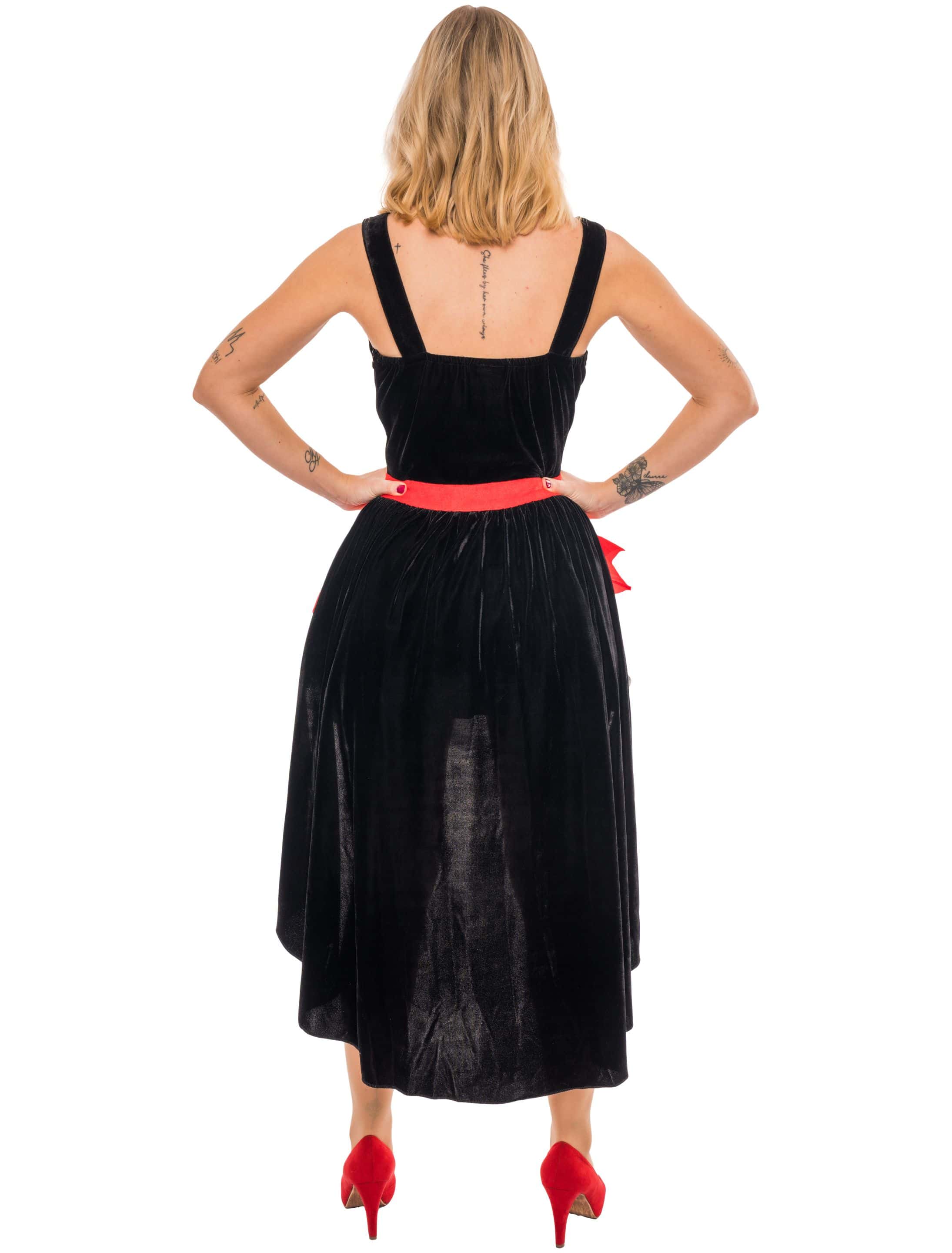 Kleid Herzkönigin Damen Damen schwarz/weiß/rot M