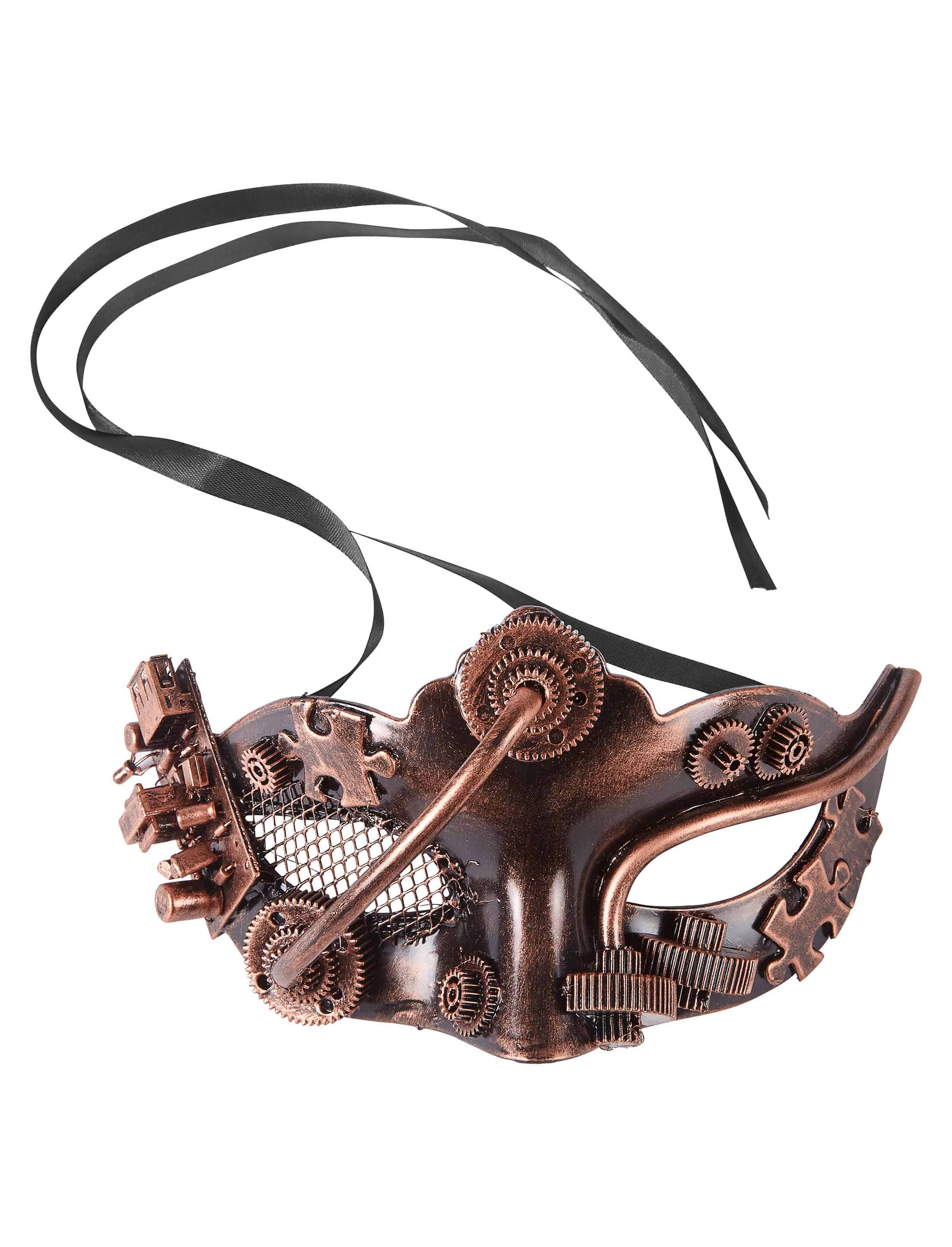 Maske Domino Steampunk kupfer