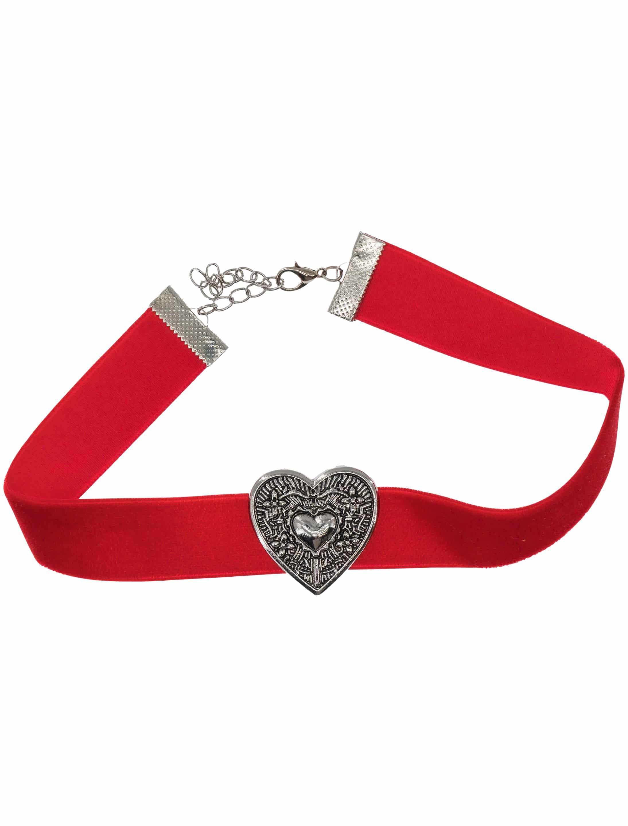 Halskette Choker mit Herz  Damen rot