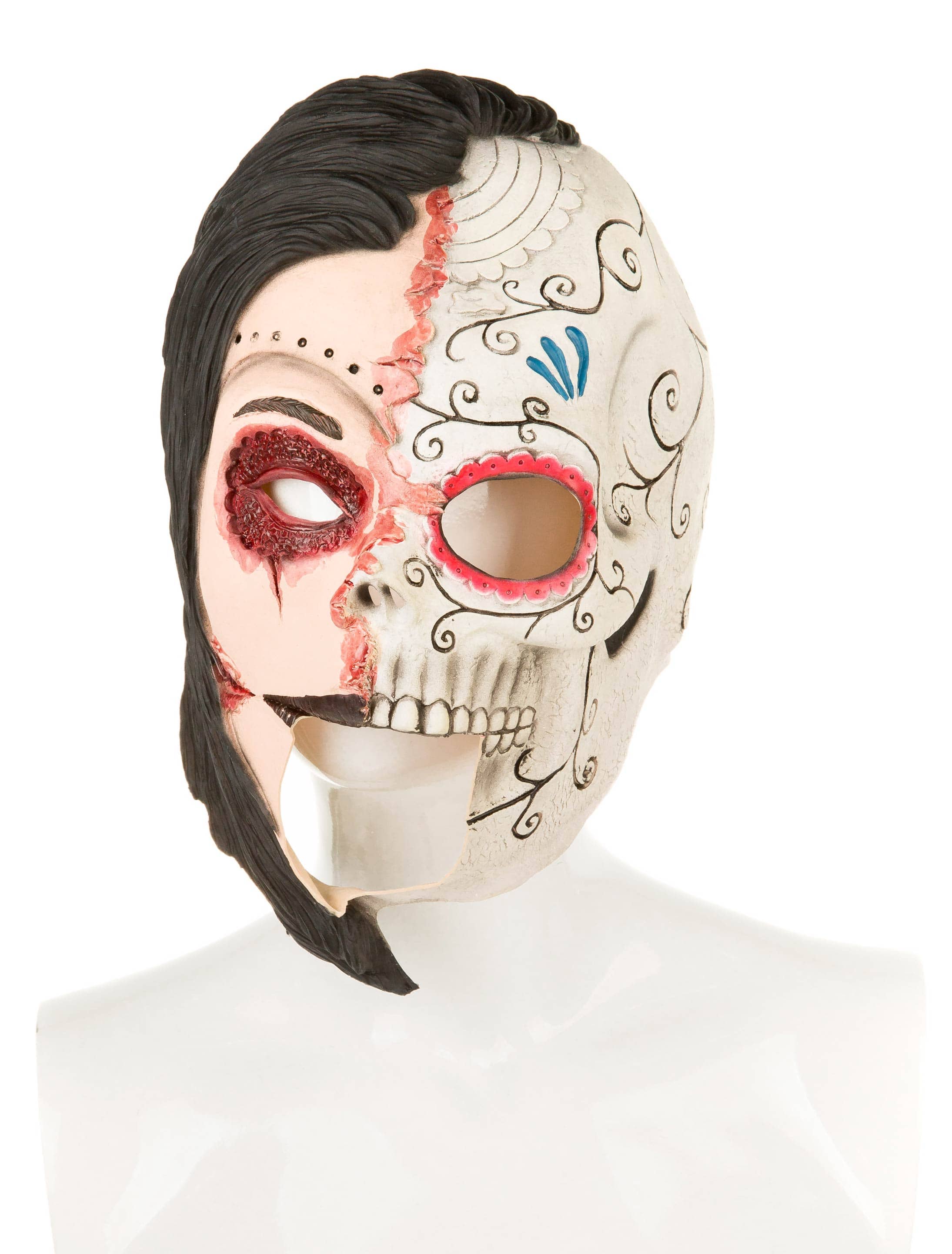 Latexmaske Sugar Skull mit offenem Mund