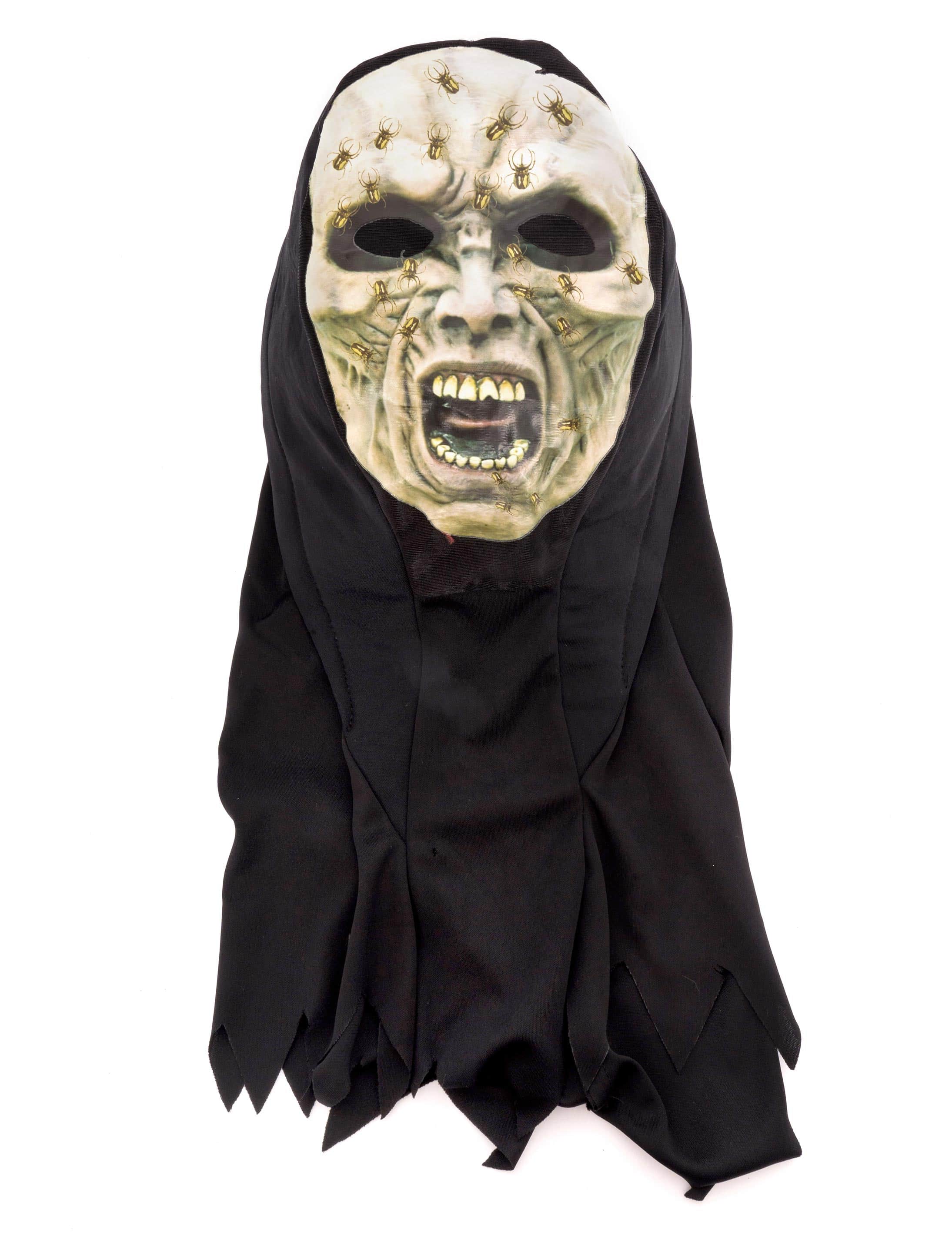 Mütze mit Maske gruseliges Gesicht schwarz Mütze mit Maske gruseliges Gesicht schwarz