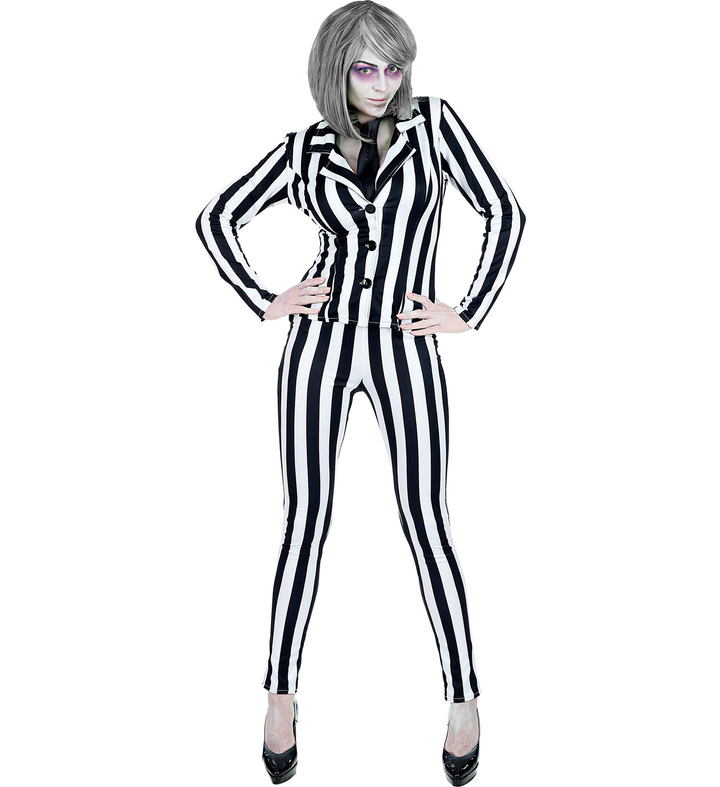 Kostüm Lottergeist 3-tlg. Damen schwarz/weiß XS