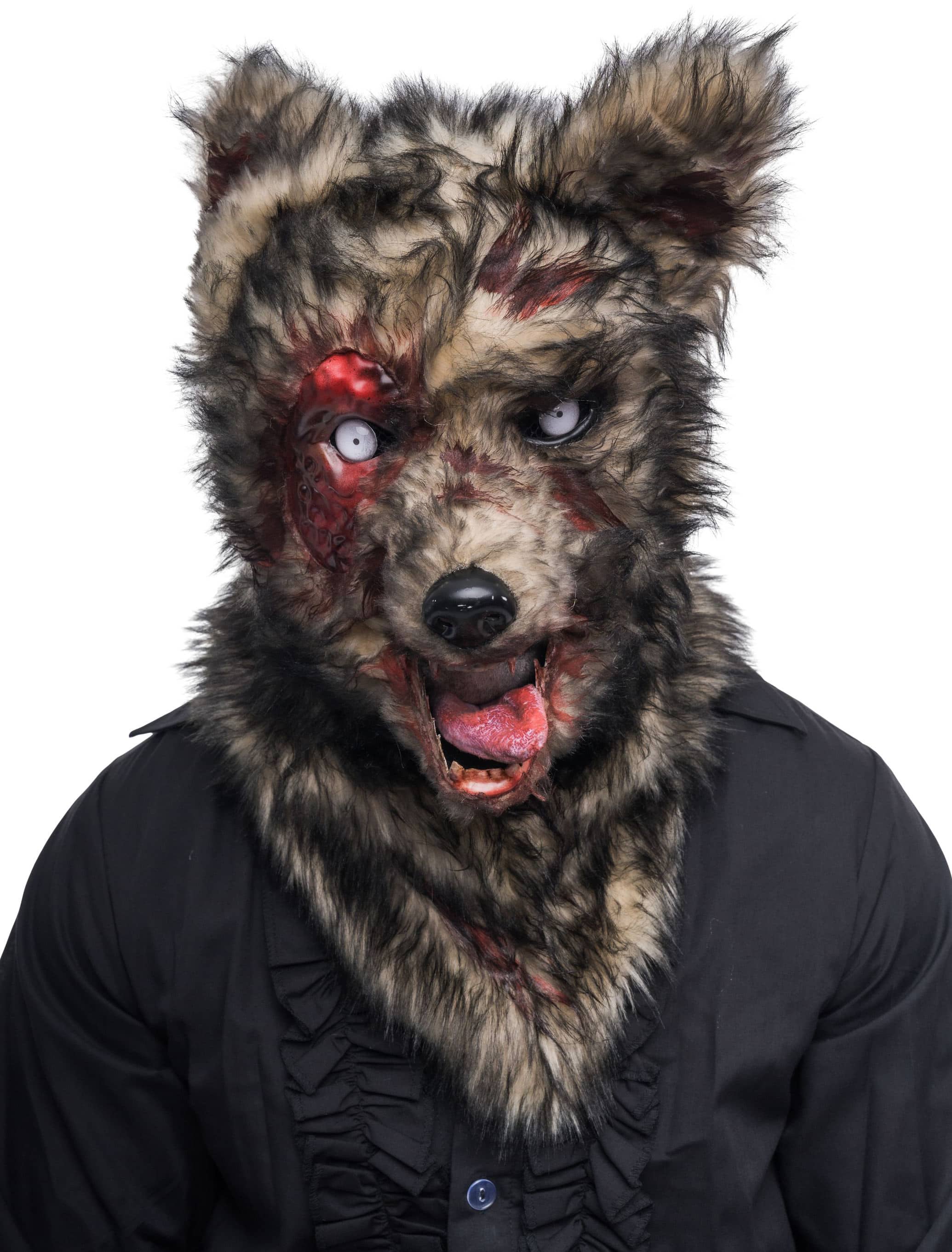 Vollmaske Horror Wolf schwarz/braun