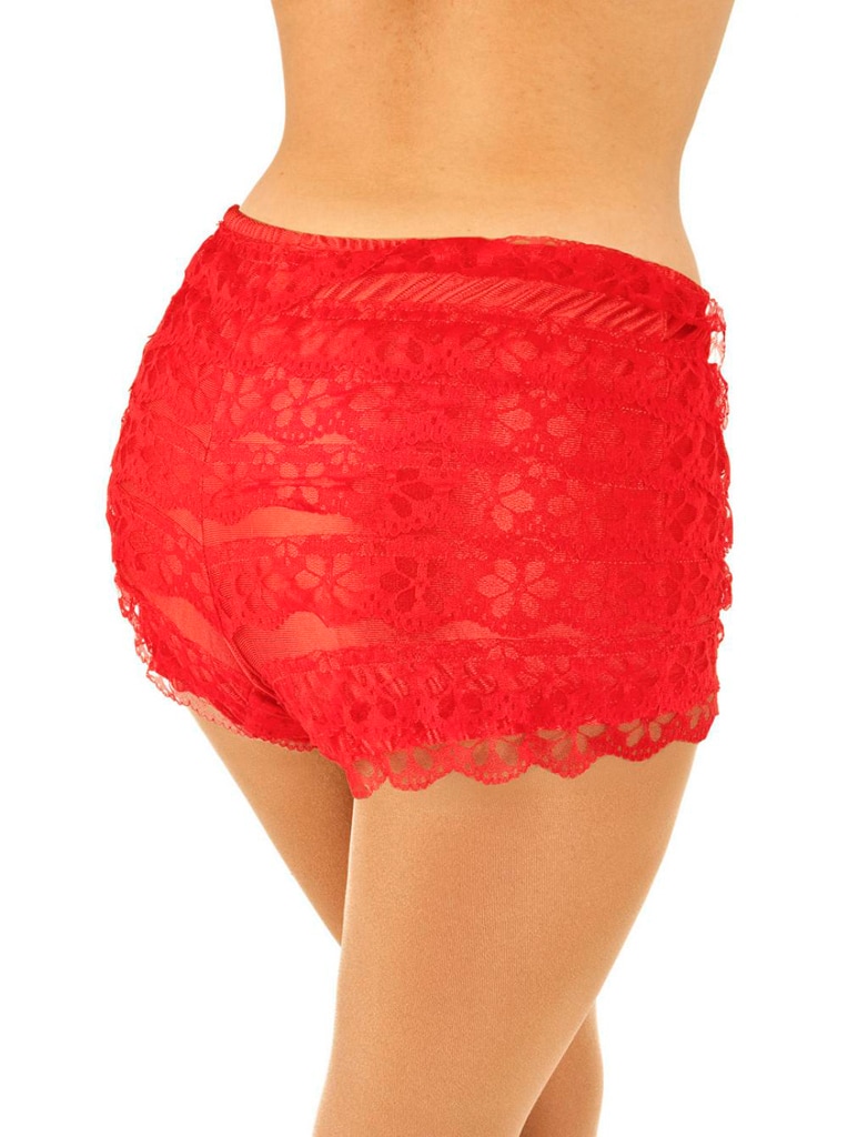 Spitzenhose Damen rot 44