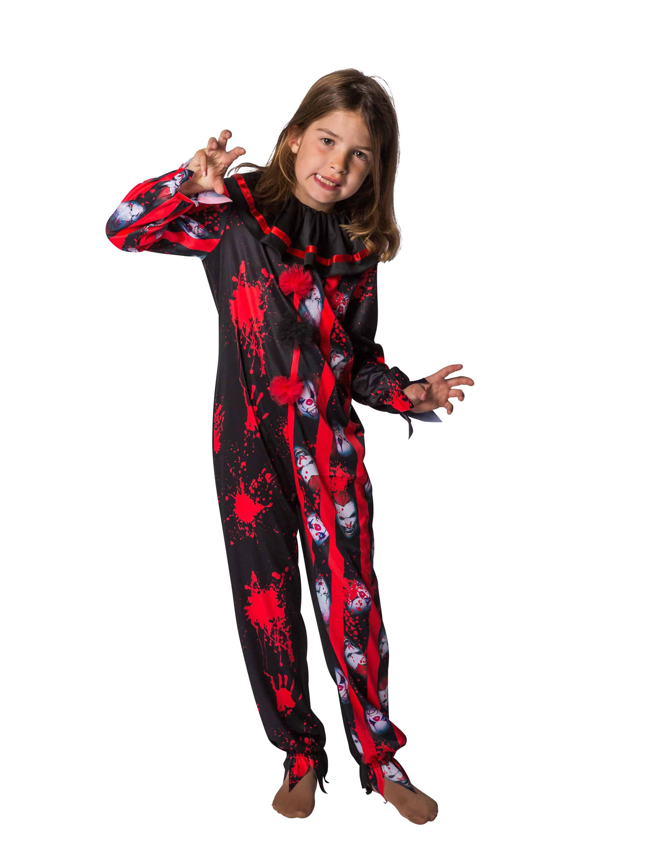 Jumpsuit Gruselclown Kinder schwarz/rot 5-6 Jahre