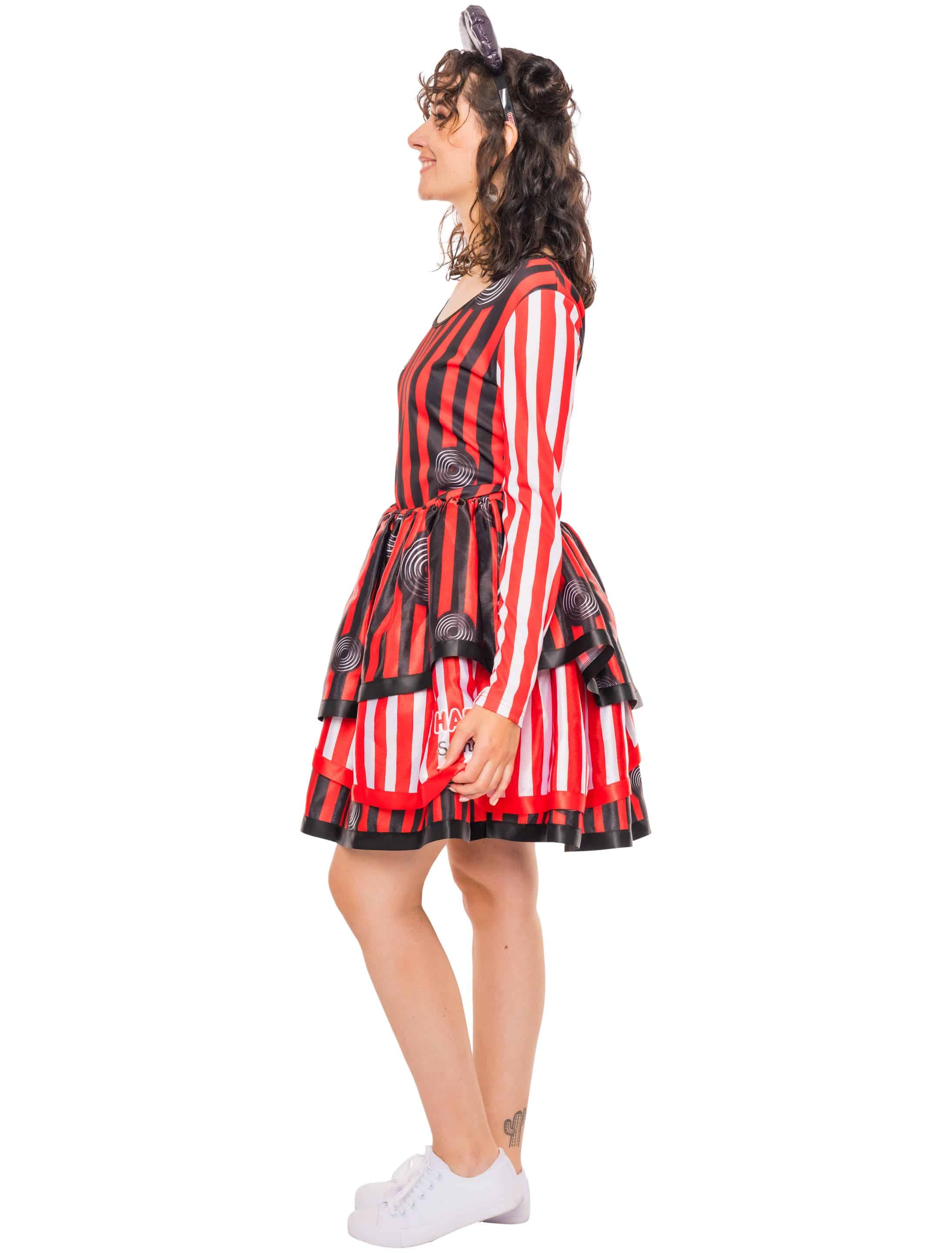 Kleid HARIBO Lakritz Schnecken Damen schwarz/weiß/rot L