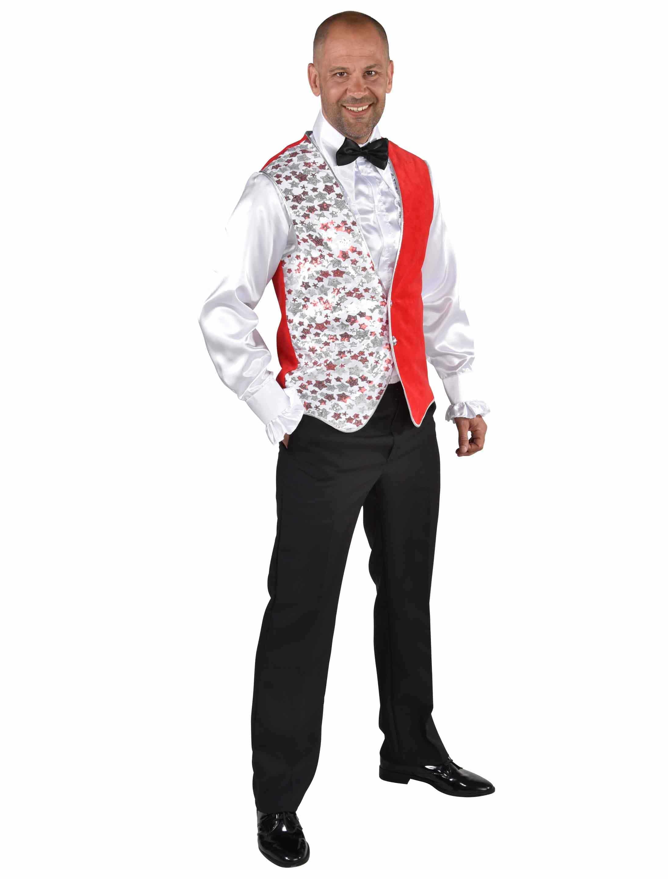 Weste mit Sternen Herren rot/weiß S/M Weste mit Sternen Herren rot/weiß S/M