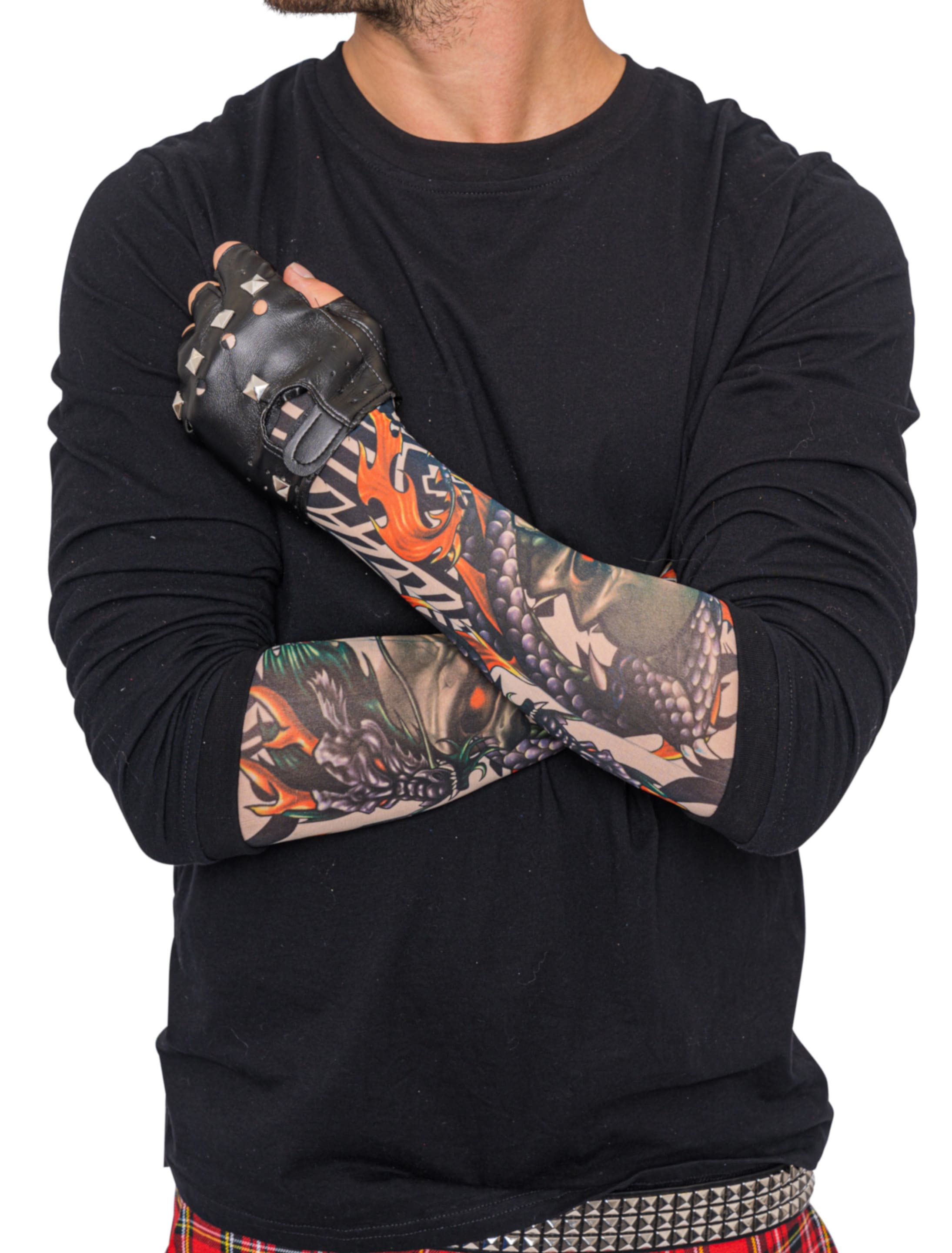 Tattoo-Armstulpe Drache mit Totenkopf