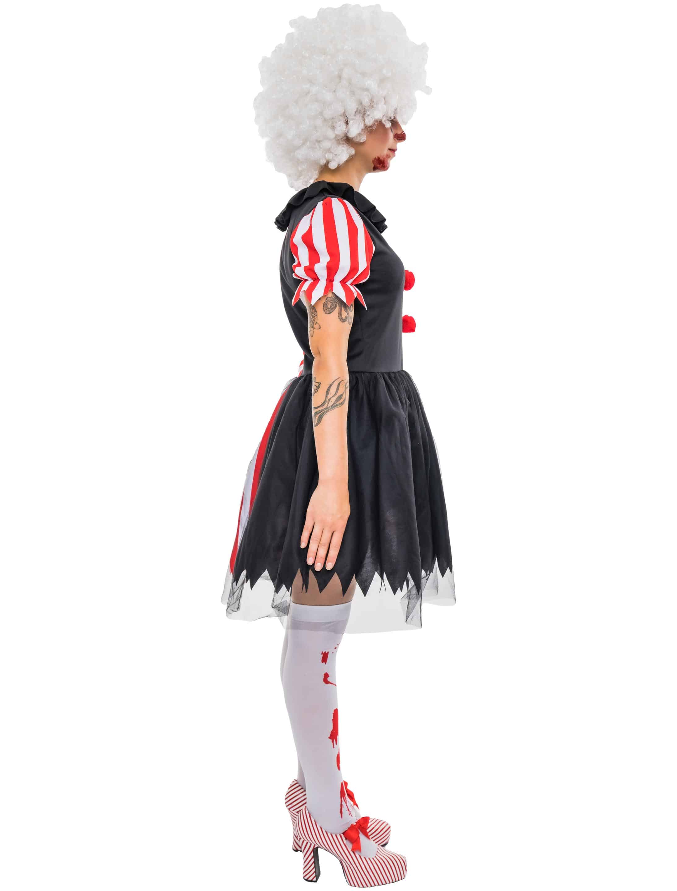 Kleid Clown Damen schwarz/weiß 2XL/3XL