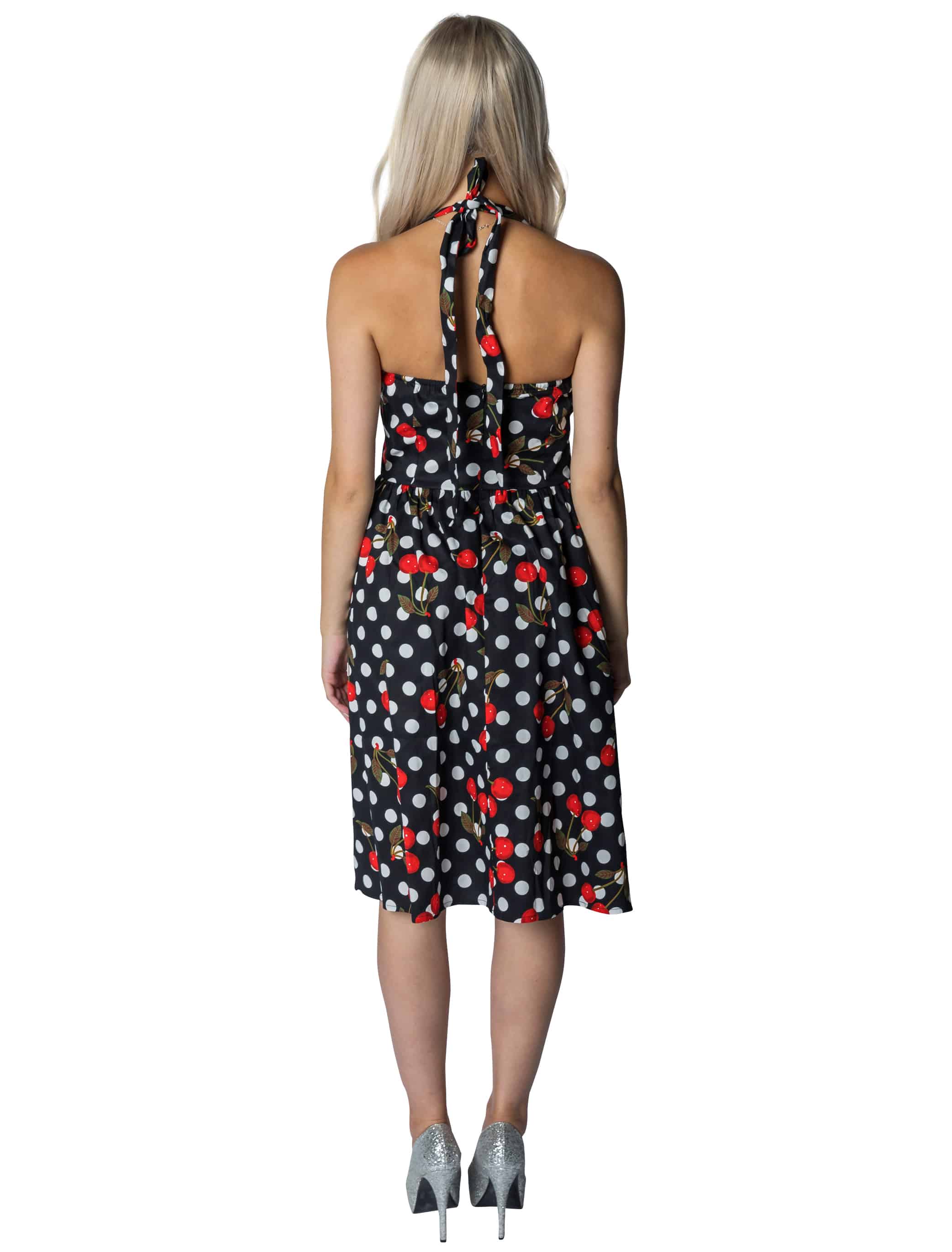 Kleid 50er mit Kirschen Damen schwarz XL