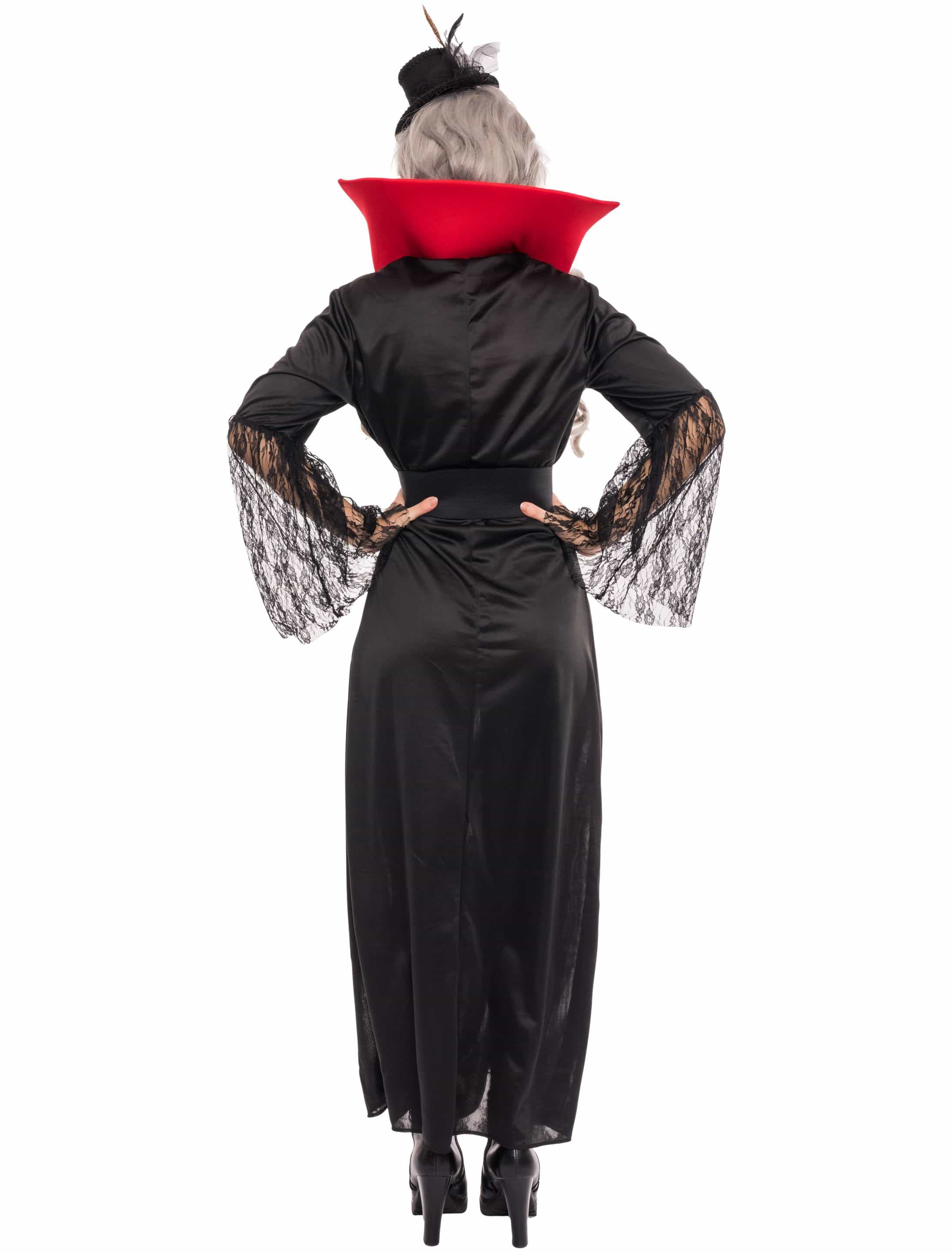 Kleid Vampir mit Stehkragen Damen schwarz/rot L