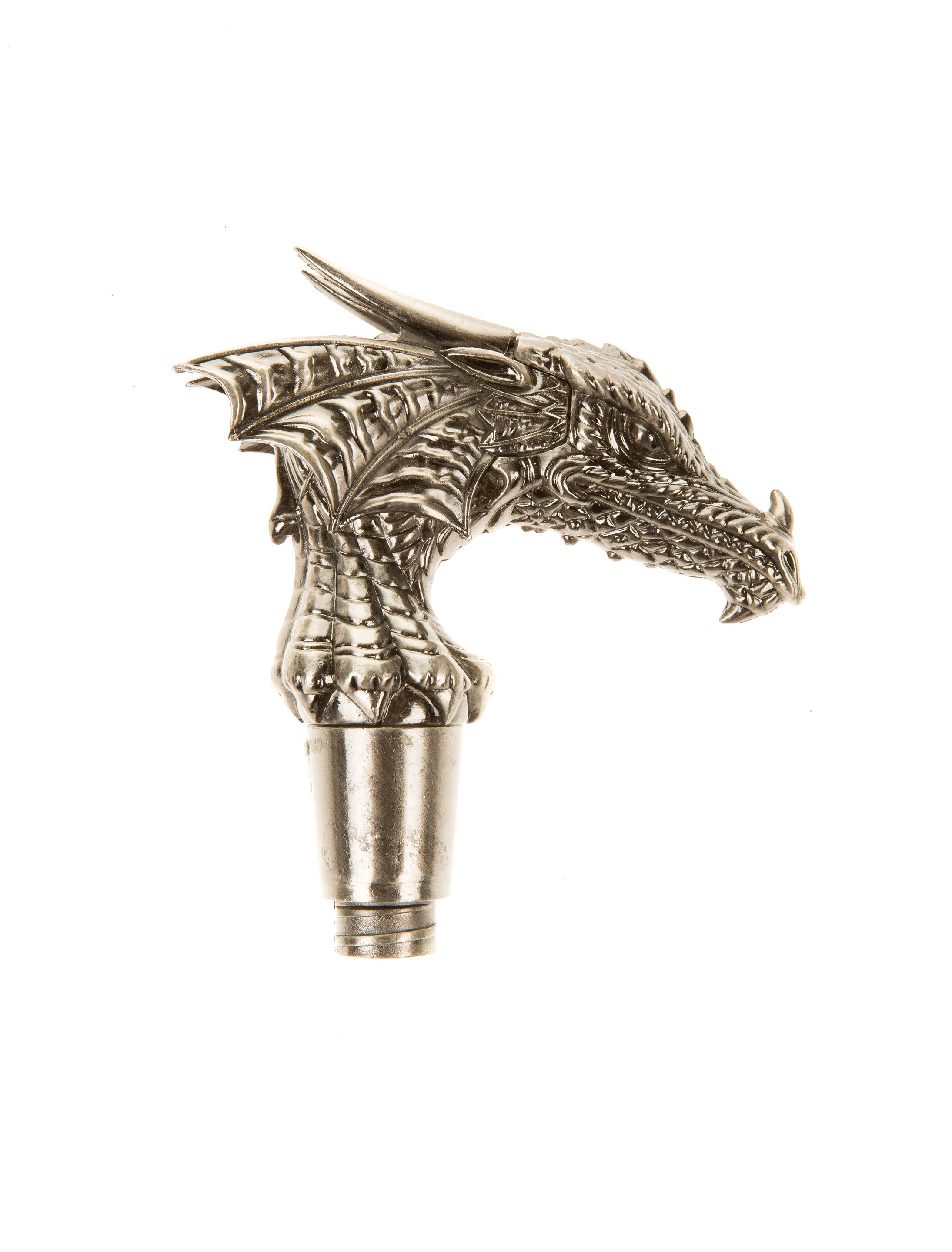 Gehstock Drache silber