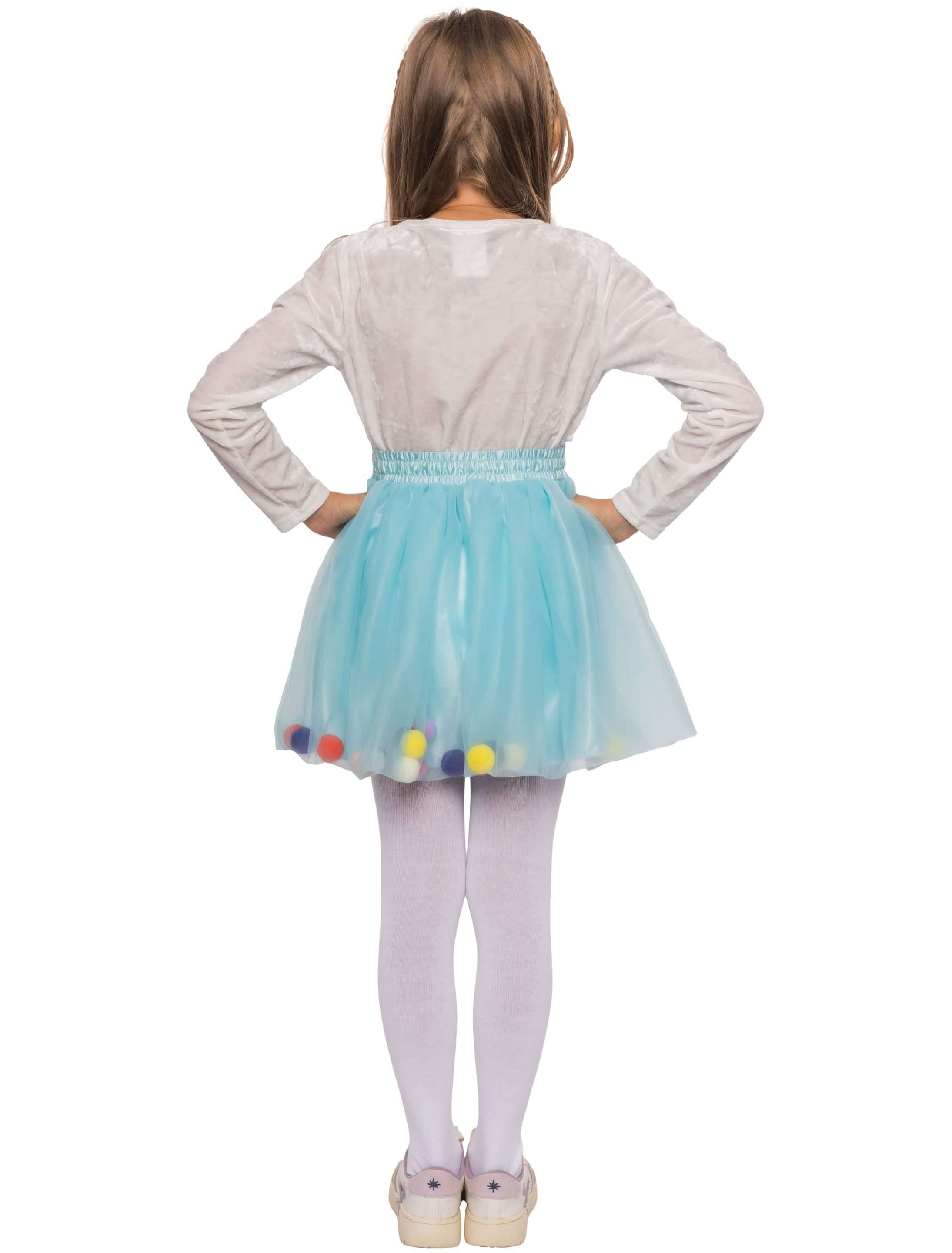 Petticoat Kinder mit bunten Pompoms türkis one size