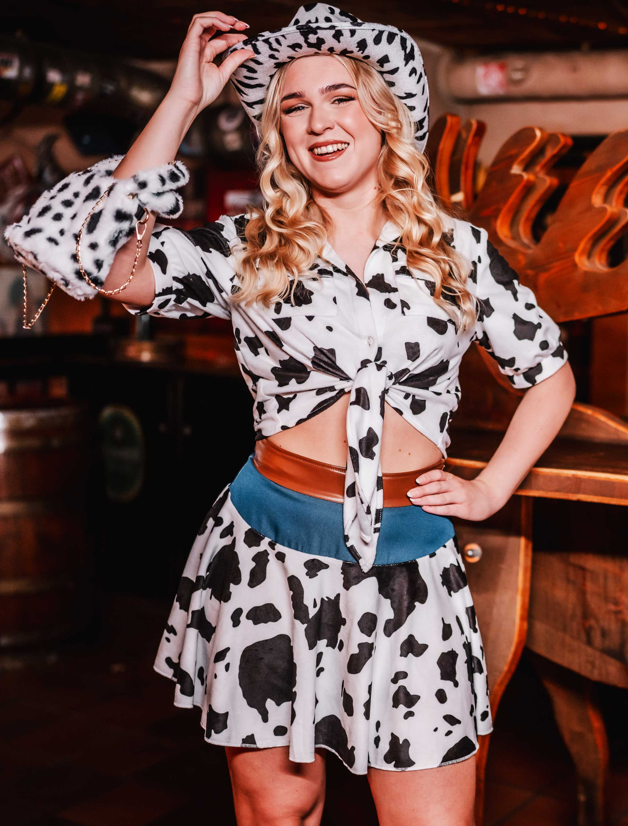 Rock Kuh Damen weiß/blau S