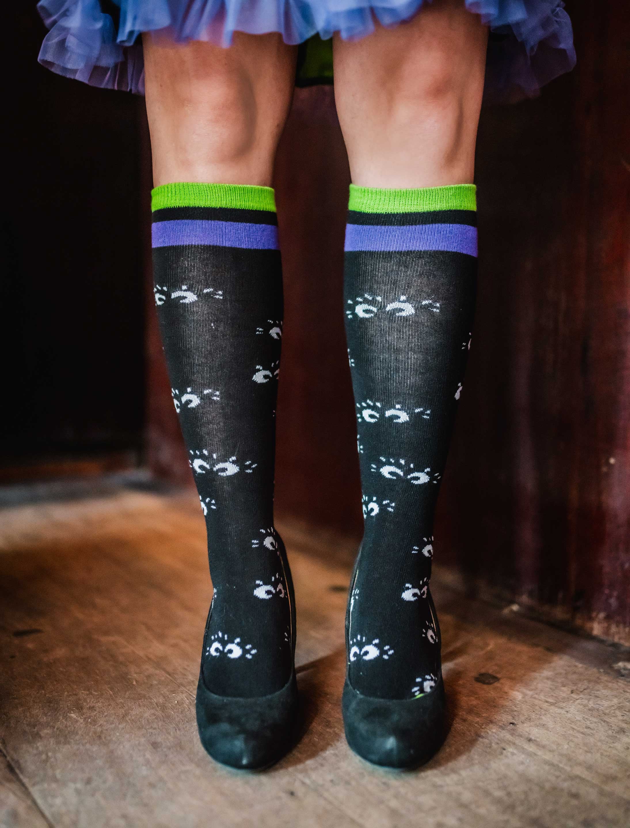 Kniestrümpfe Kleiner Feigling schwarz/grün one size