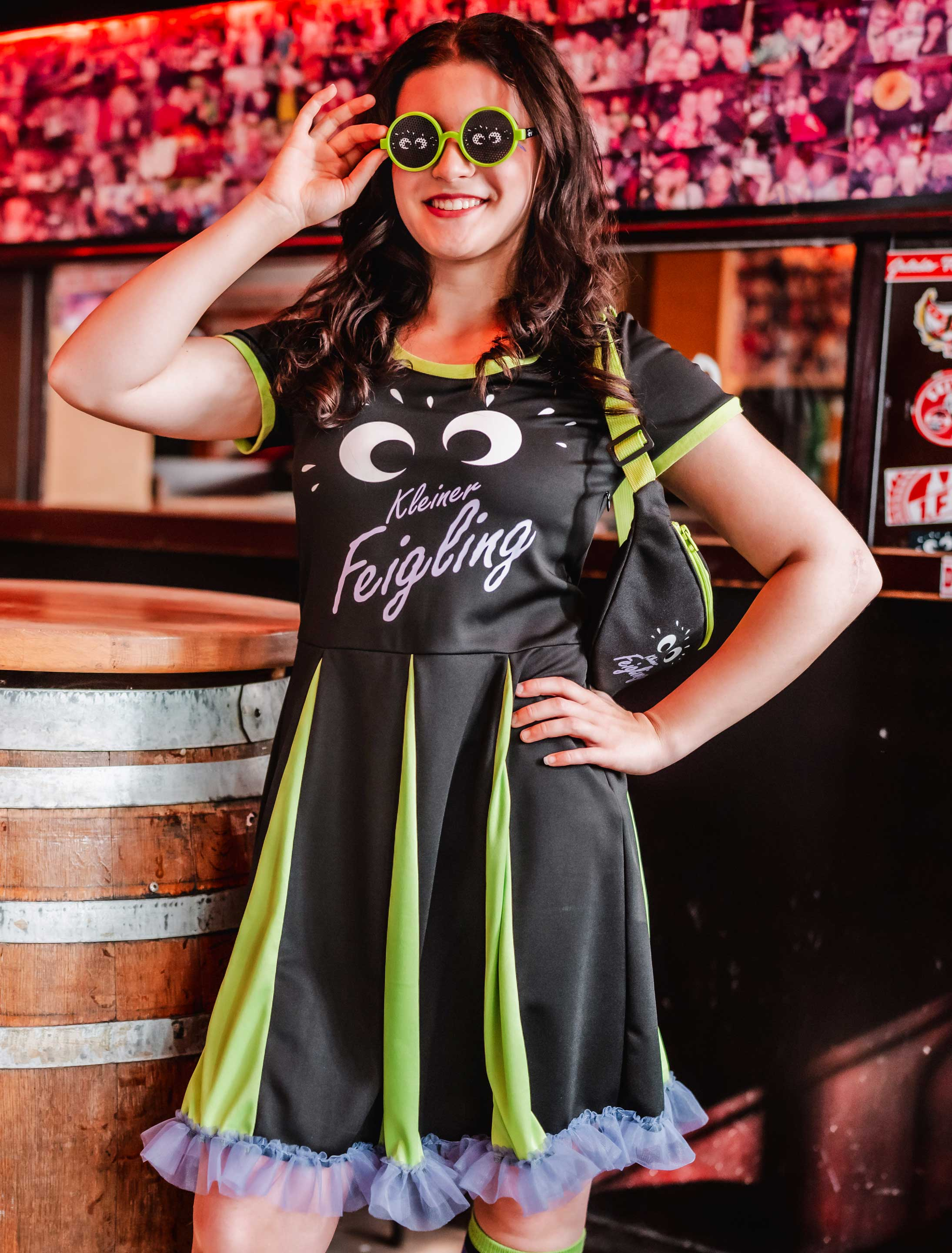 Kleid Kleiner Feigling Damen schwarz/grün S/M