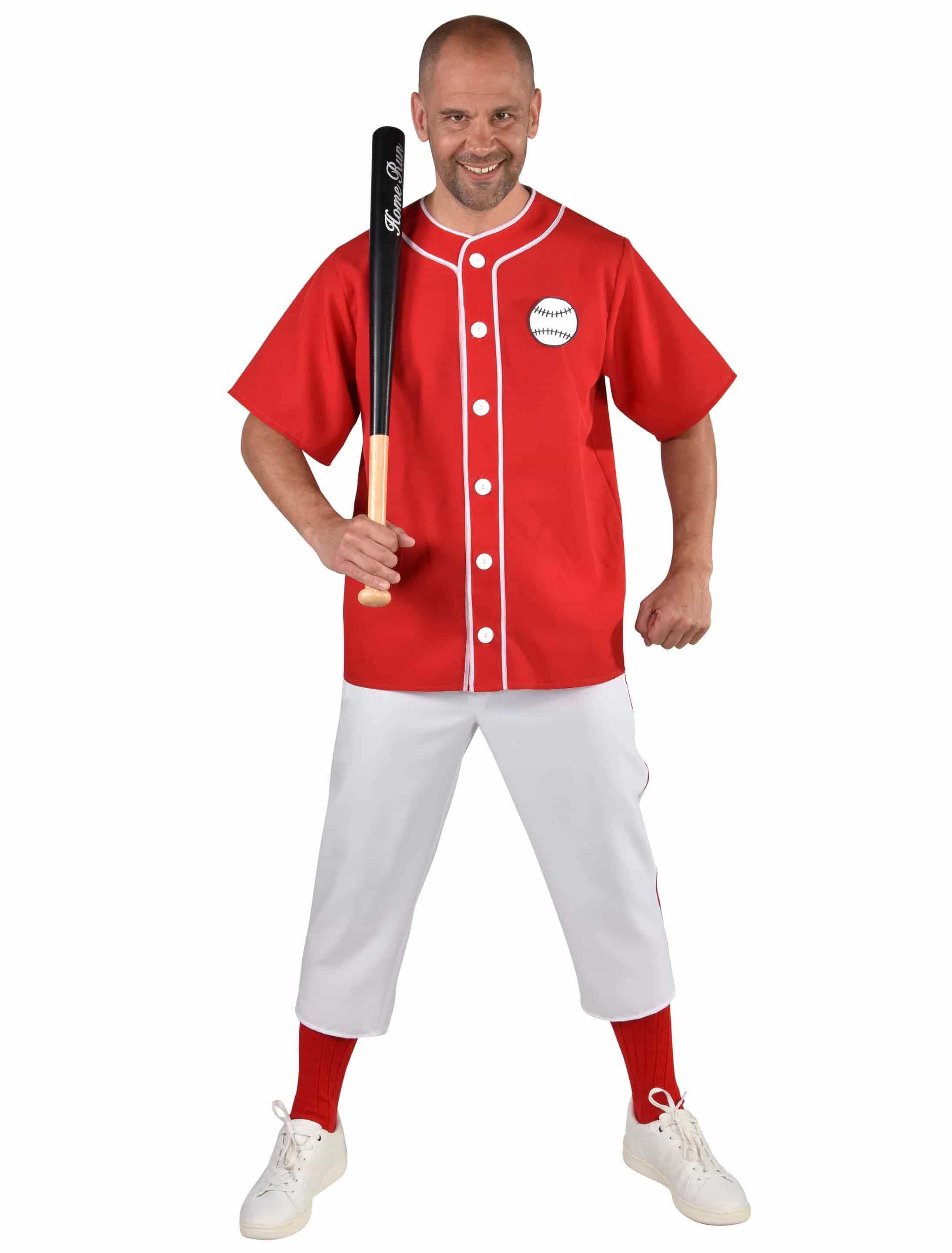 Baseball-Spieler 2-tlg. rot/weiß S